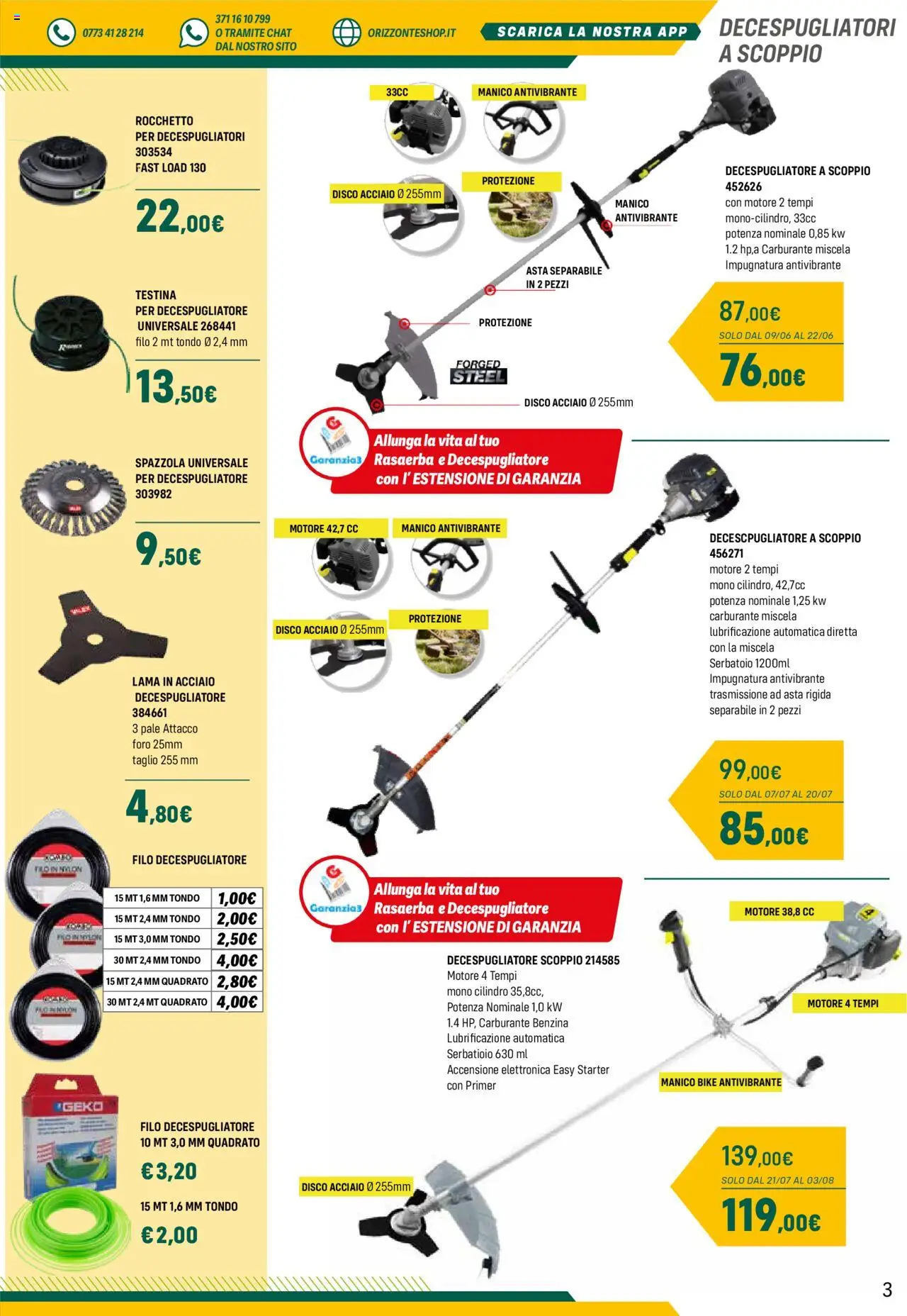 Volantino Orizzonte del 28.04.2025 | Pagina: 3 | Prodotti: Spazzola, Rasaerba, Decespugliatore, Disco