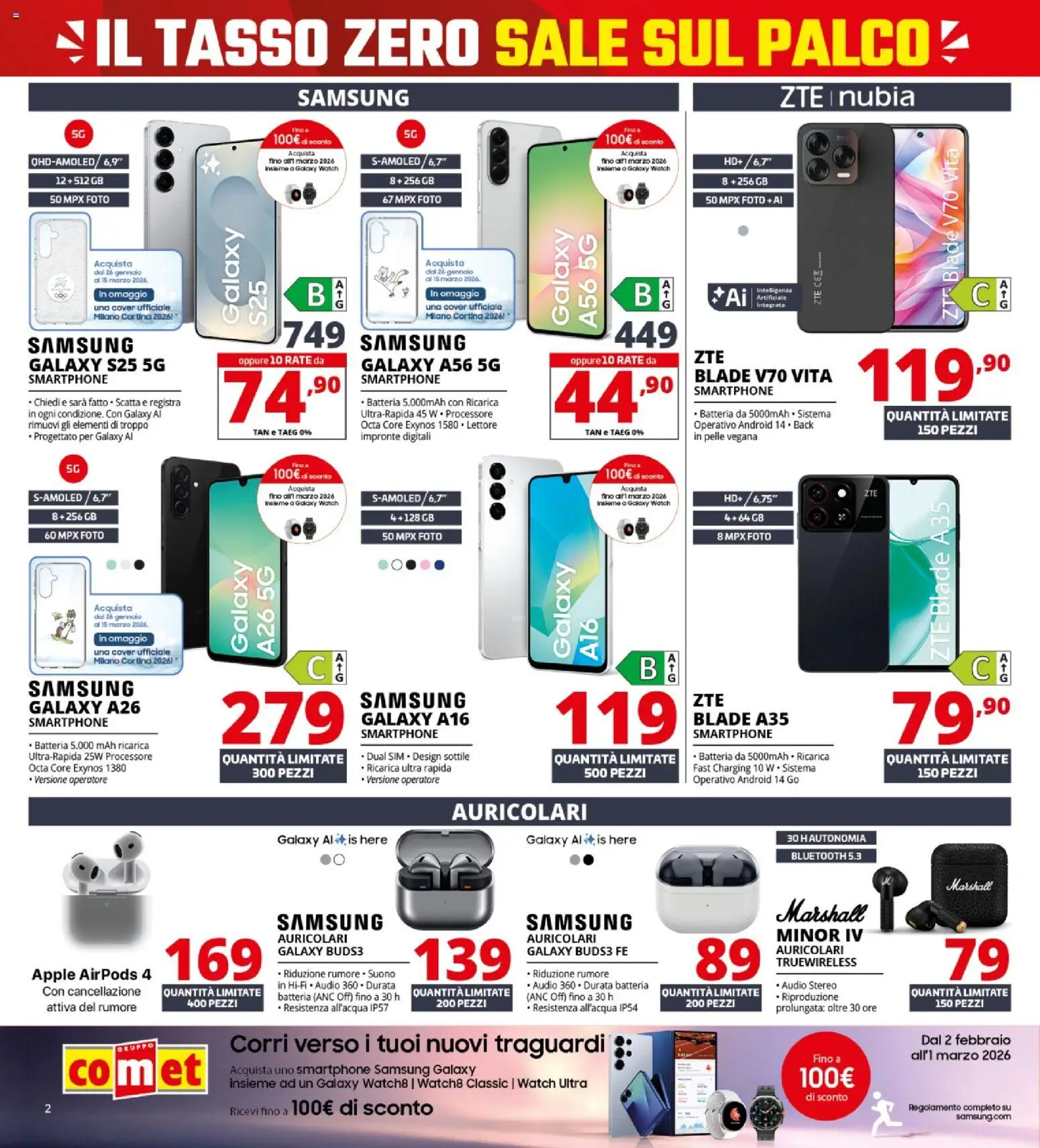 Volantino Comet del 19.02.2026 | Pagina: 2 | Prodotti: Sale, Smartphone, Batteria, Samsung