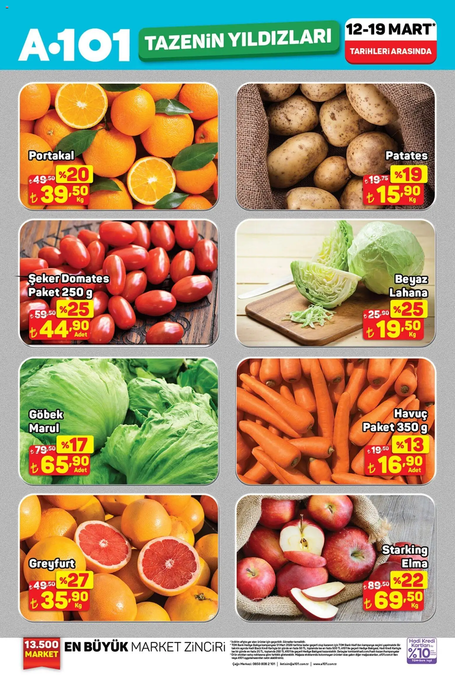 A101 - Tazenin Yıldızları - 12.03.2026 tarihinden itibaren geçerlidir | Sayfa: 2 | Ürünler: Elma, Portakal, Şeker, Patates