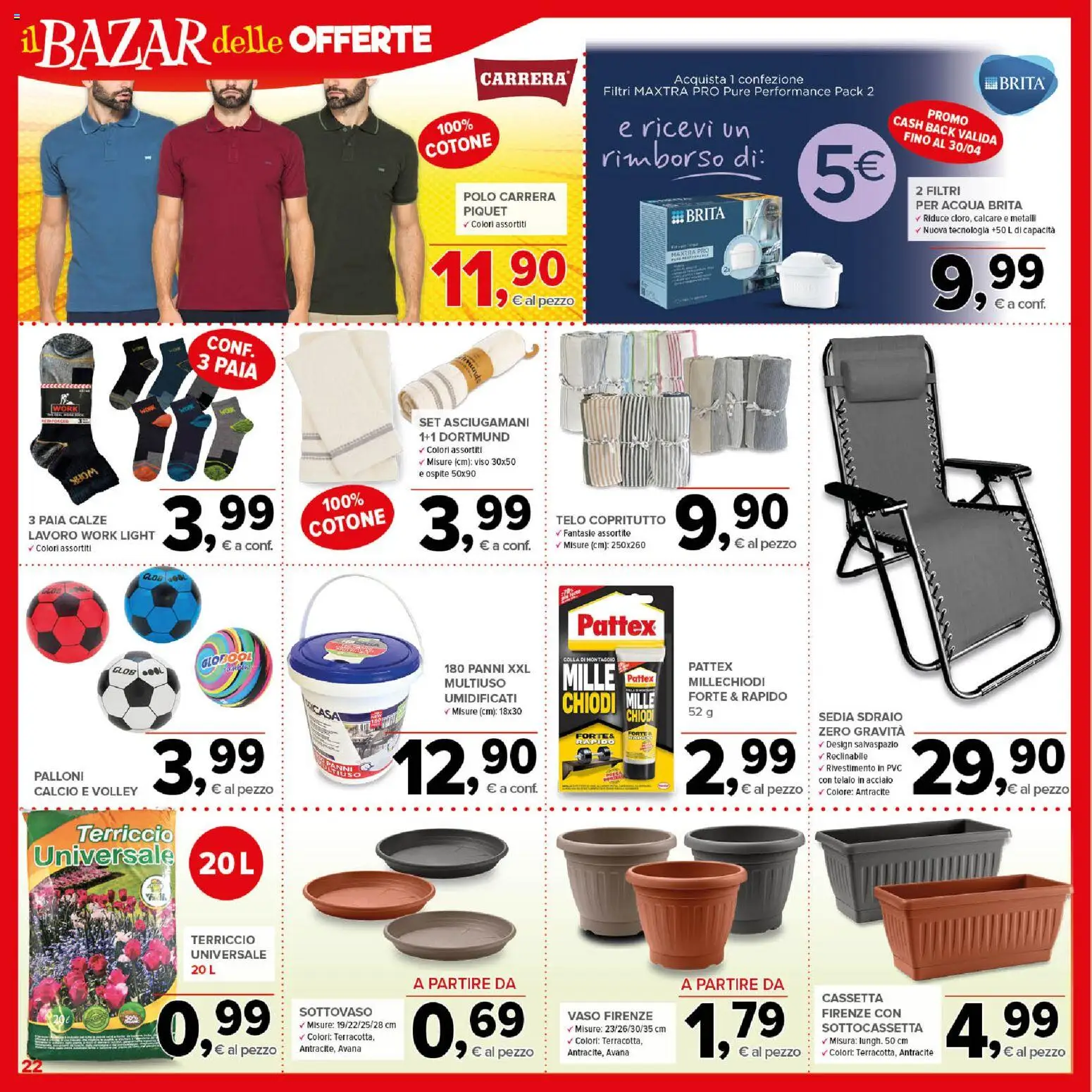 Volantino Todis del 23.04.2026 | Pagina: 22 | Prodotti: Sdraio, Acqua, Polo, Chiodi