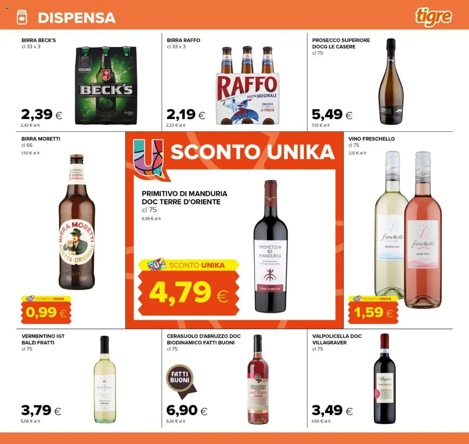 Volantino Tigre del 03.01.2026 | Pagina: 13 | Prodotti: Birra, Prosecco, Vino, Birra Moretti