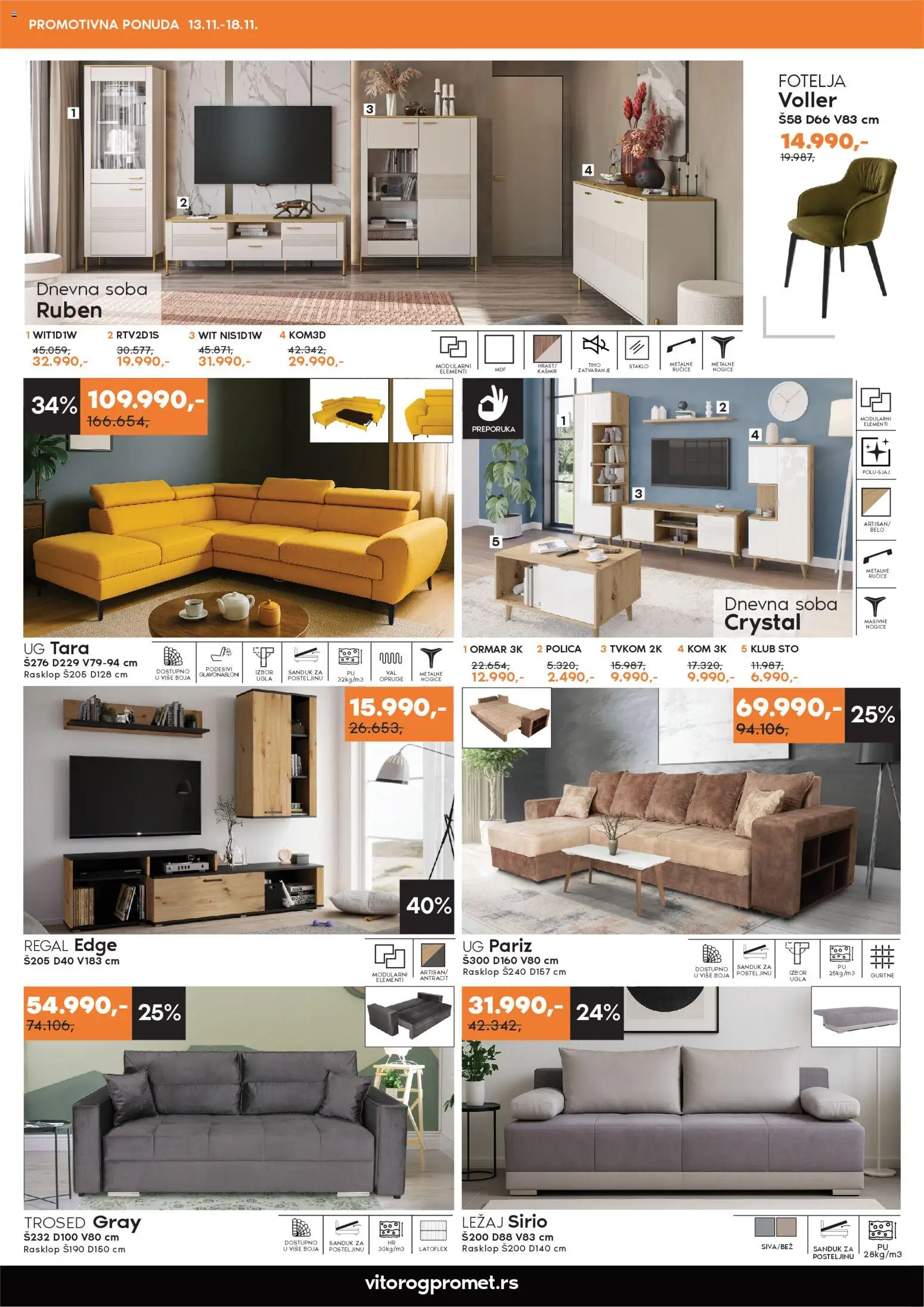 Vitorog katalog - važi od 13.11.2025 | Strana: 2 | Proizvode: Fotelja, Polica, Ormar, Trosed