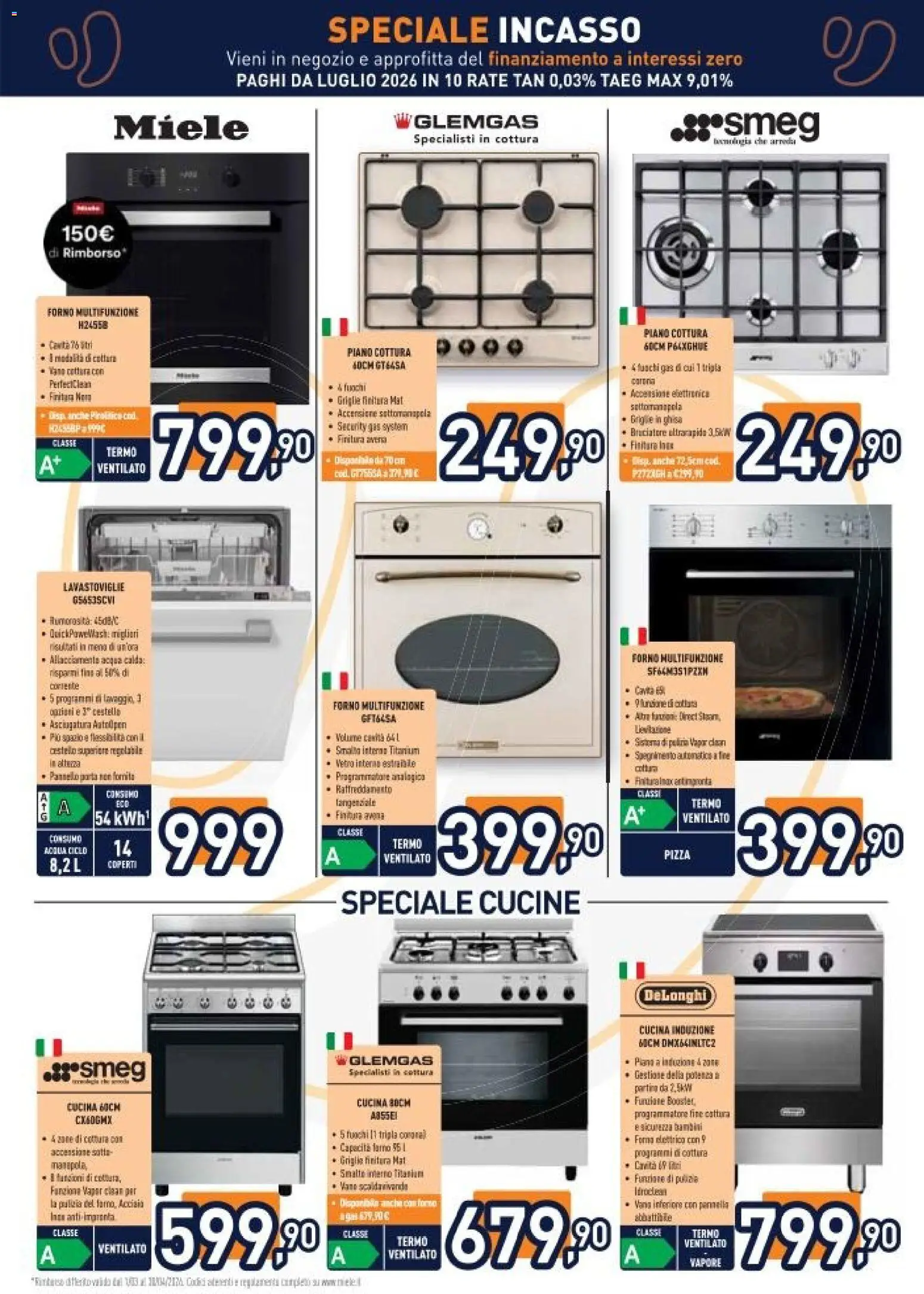 Volantino Unieuro del 03.04.2026 | Pagina: 9 | Prodotti: Cucine, Acqua, Forno, Griglia