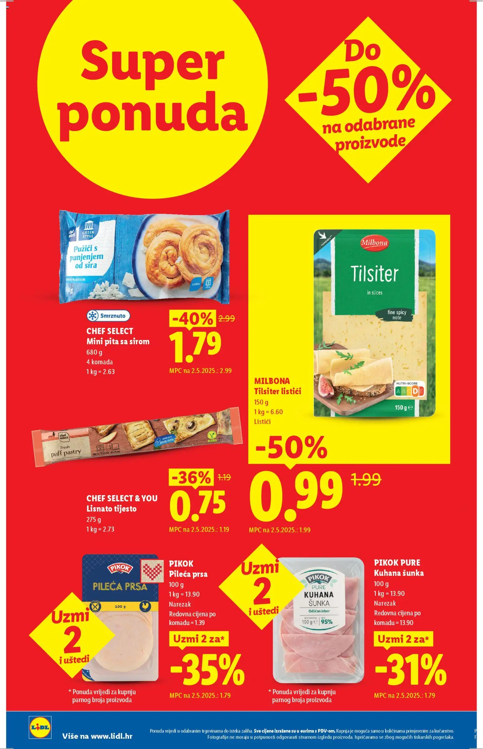 Lidl katalog | vrijedi od 13.04.2026 | Stranica: 2 | Proizvodi: Šunka, Pita, Narezak, Pileća prsa
