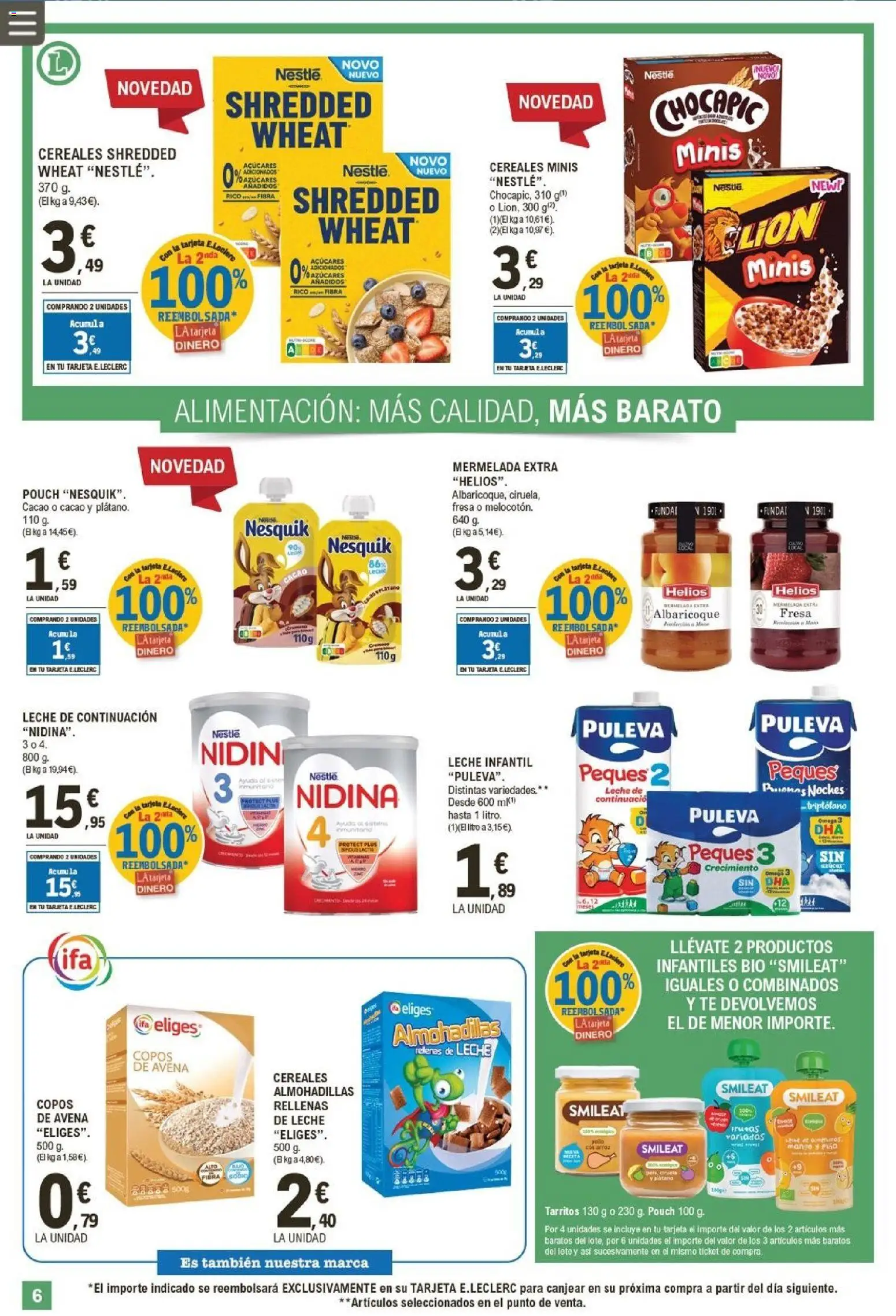 E.Leclerc folleto │ válido desde el 19.11.2025 | Página: 6 | Productos: Leche, Αποφλοιωτής σκόρδου, Funda, Φρυγανιές σικάλεως
