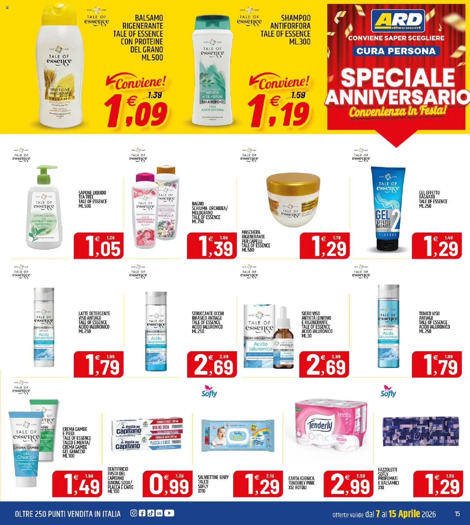 Volantino ARD Discount del 07.04.2026 | Pagina: 15 | Prodotti: Crema, Bagnoschiuma, Talco, Orchidea