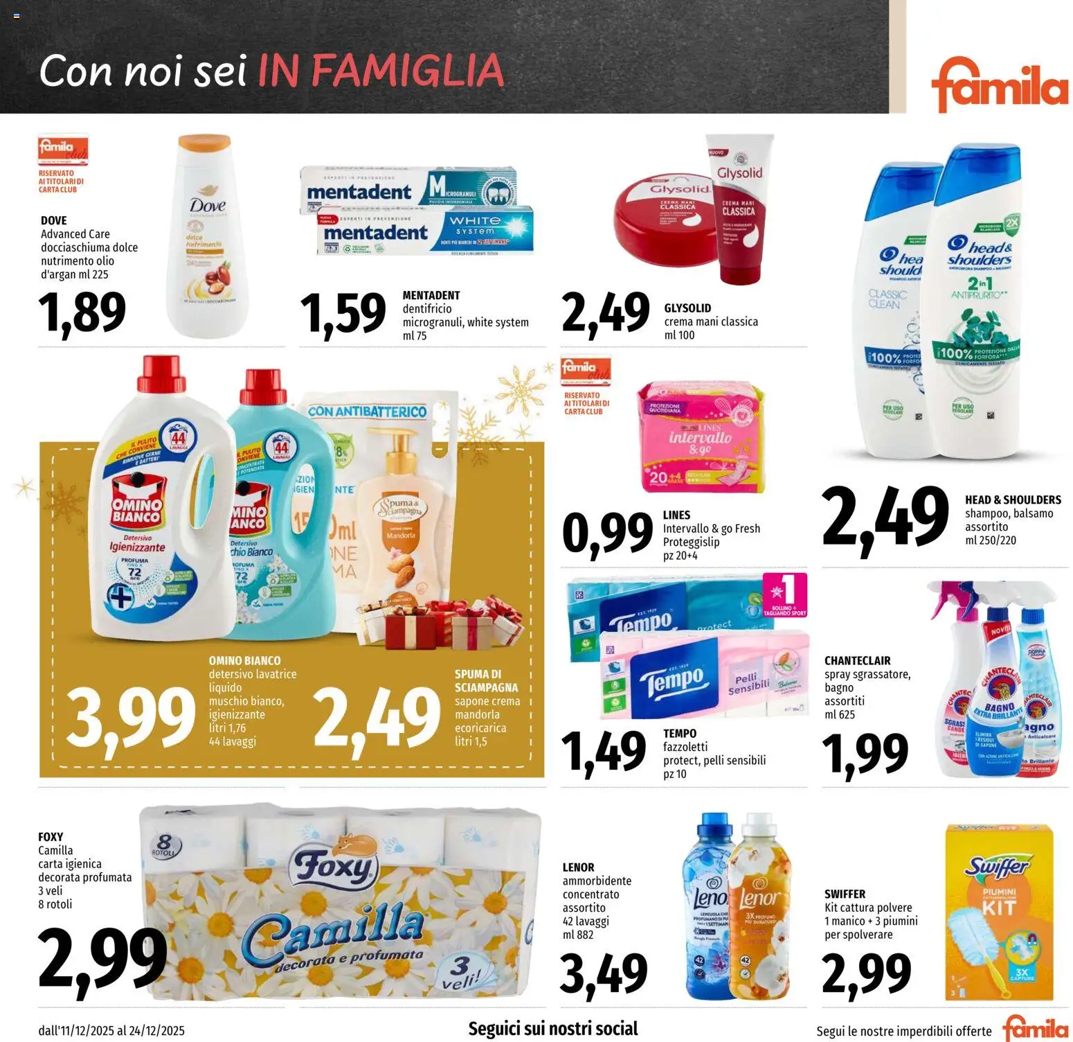 Volantino Famila del 11.12.2025 | Pagina: 29 | Prodotti: Crema, Sapone, Fazzoletti, Olio