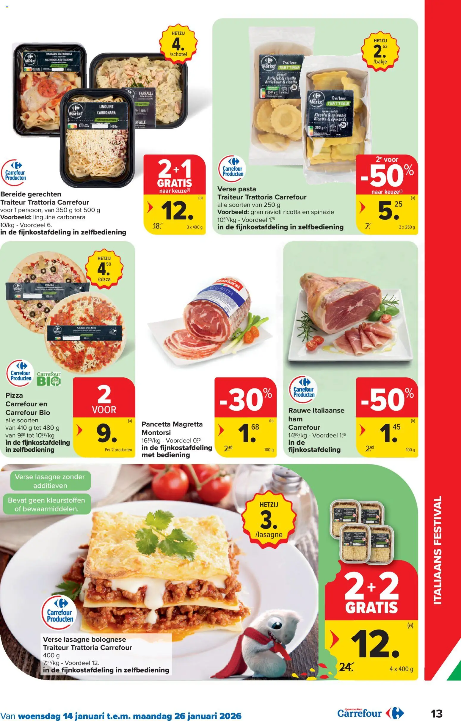 {H1} | Pagina: 13 | Producten: Lasagne, Pasta, Ricotta, Spinazie