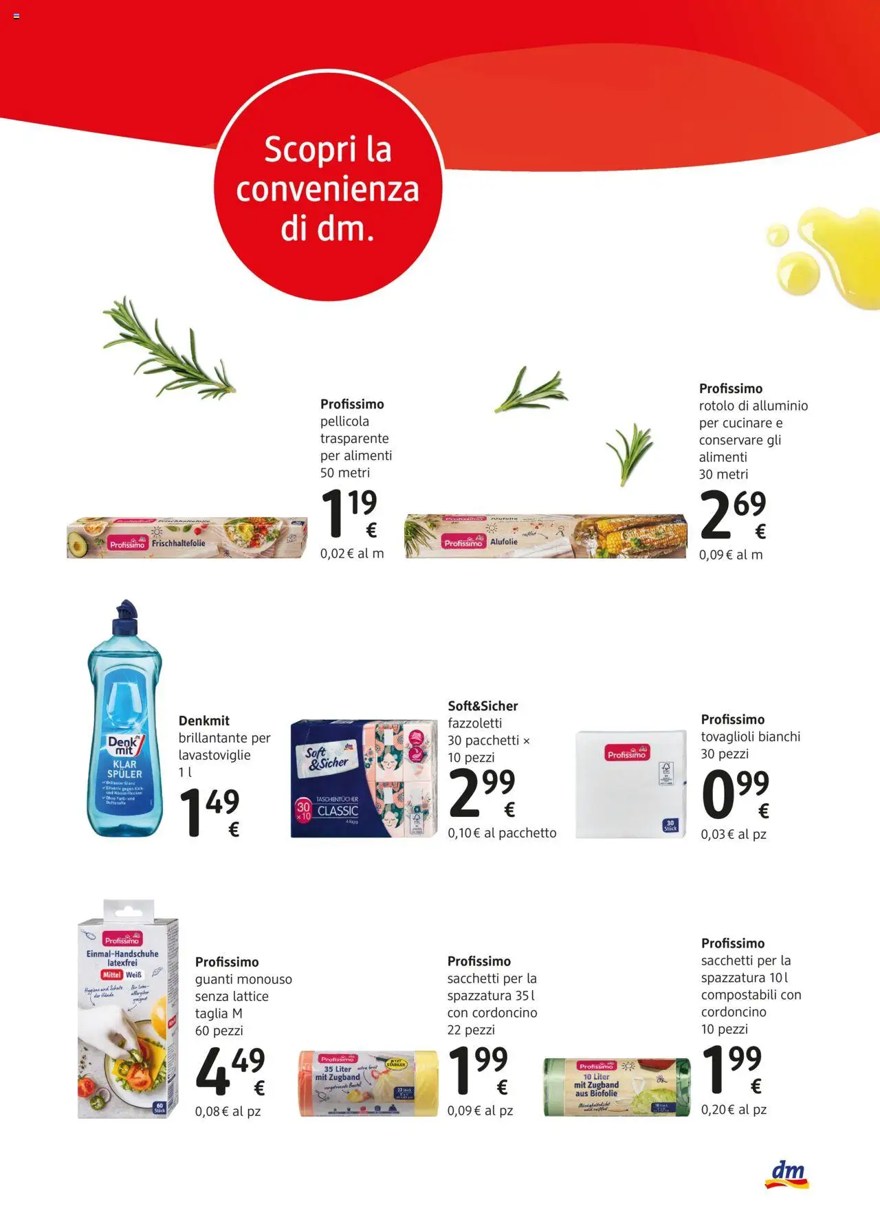 Volantino dm drogerie markt del 16.10.2025 | Pagina: 7 | Prodotti: Fazzoletti, Lavastoviglie, Pellicola, Alluminio