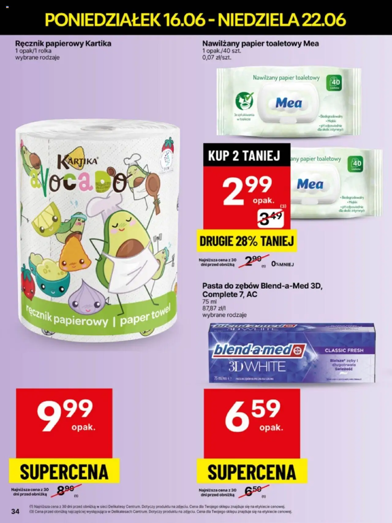 Delikatesy Centrum Gazetka od 16.06.2025 | Strona: 34 | Produkty: Papier toaletowy, Delikatesy, Pasta do zębów, Ręcznik papierowy