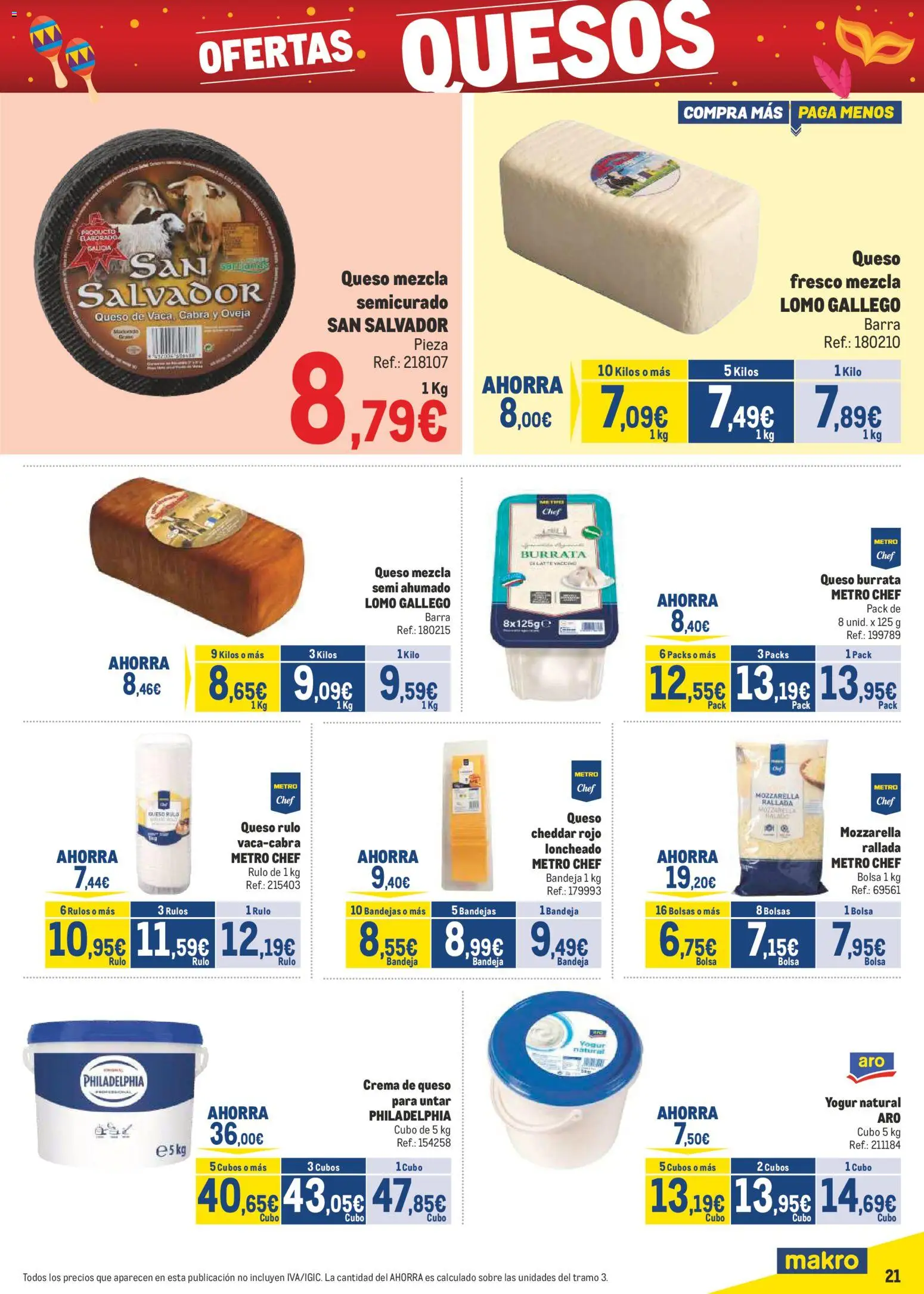 Makro - Precios Canarias │ válido desde el 02.02.2026 | Página: 21 | Productos: Queso, Crema, Bolsa, Loncheado