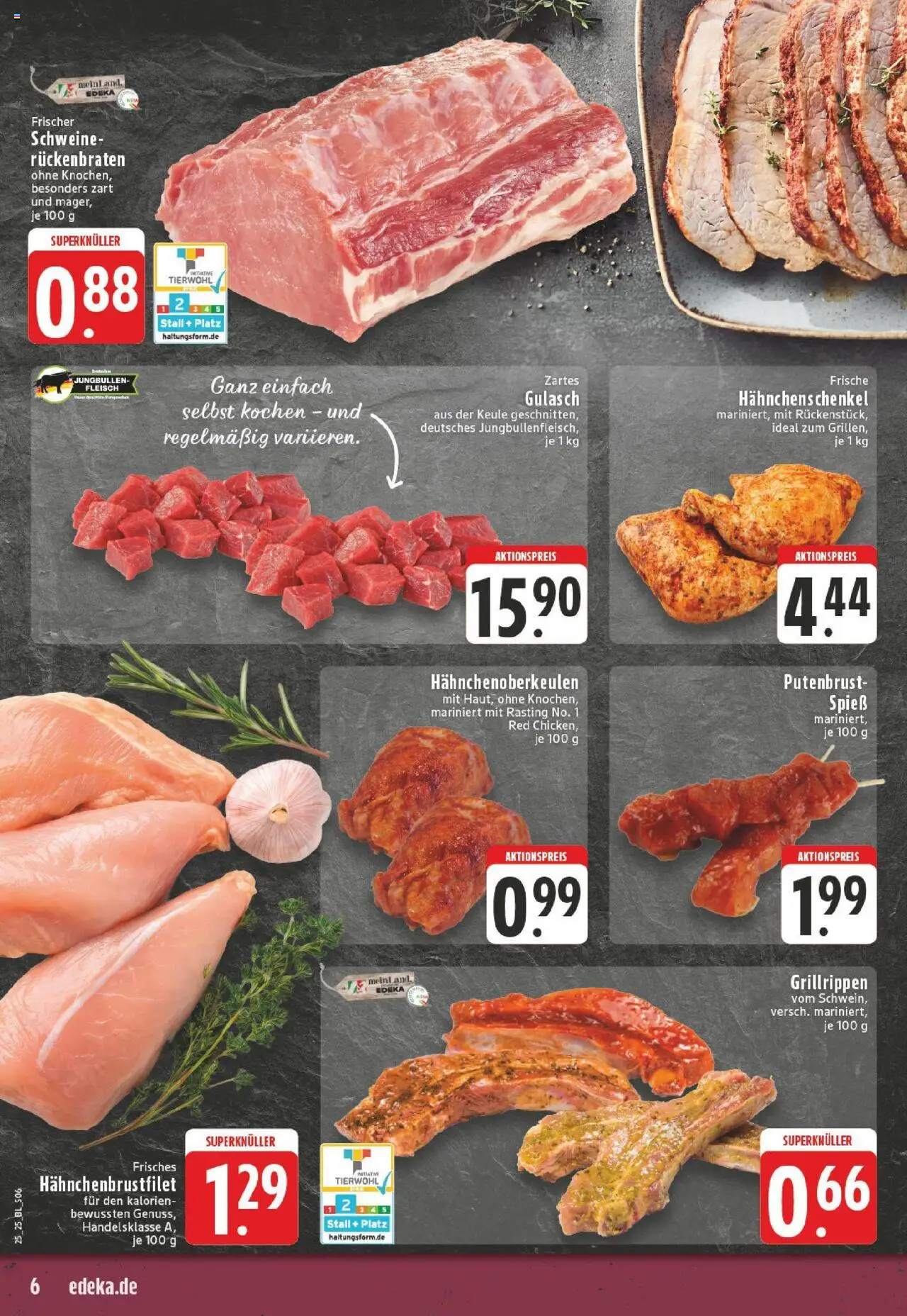 Edeka prospekt Ostbevern	 - gültig ab dem 15.06.2025 | Seite: 6 | Produkte: Hahnchenschenkel, Gulasch, Fleisch