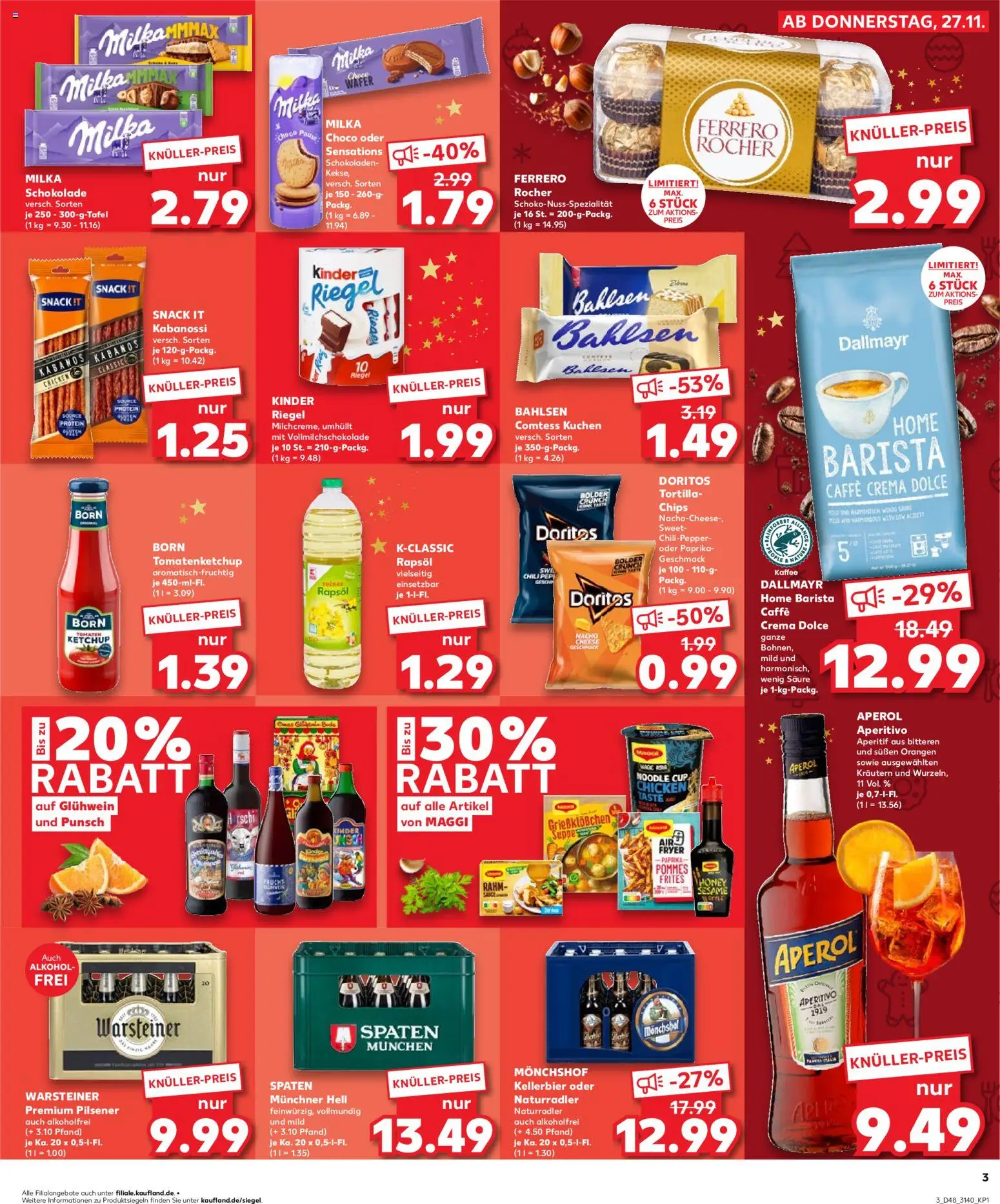 Kaufland prospekt Leipzig	 – gültig ab 27.11.2025 | Seite: 3 | Produkte: Kaffee, Schokolade, Kinder riegel, Aperol