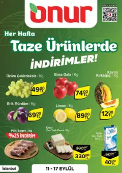11.09.2025 tarihinden itibaren geçerli olan Onur Market kataloğu önizlemesi