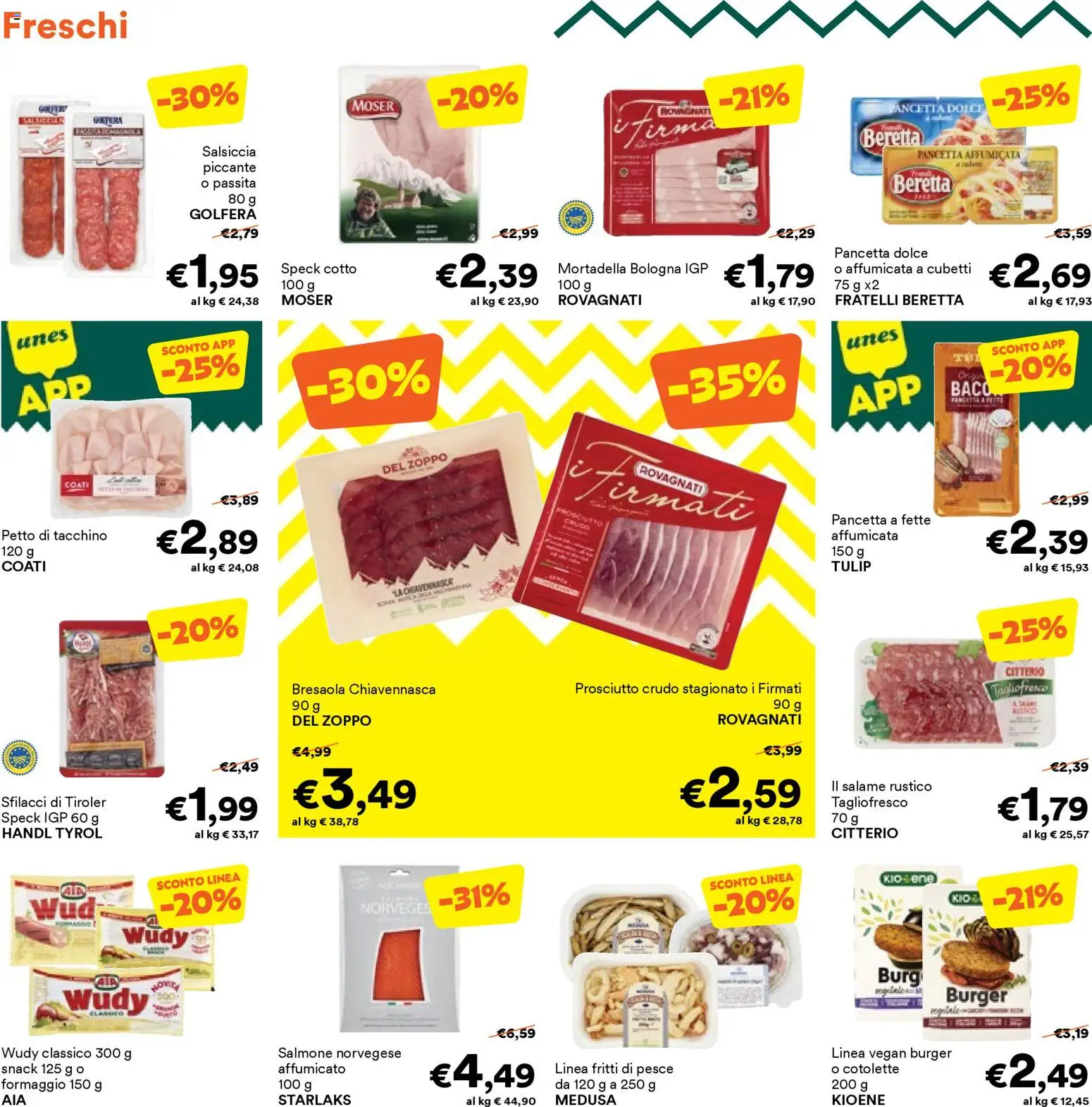 Volantino Unes del 06.04.2026 | Pagina: 6 | Prodotti: Pesce, Tacchino, Formaggio, Mortadella