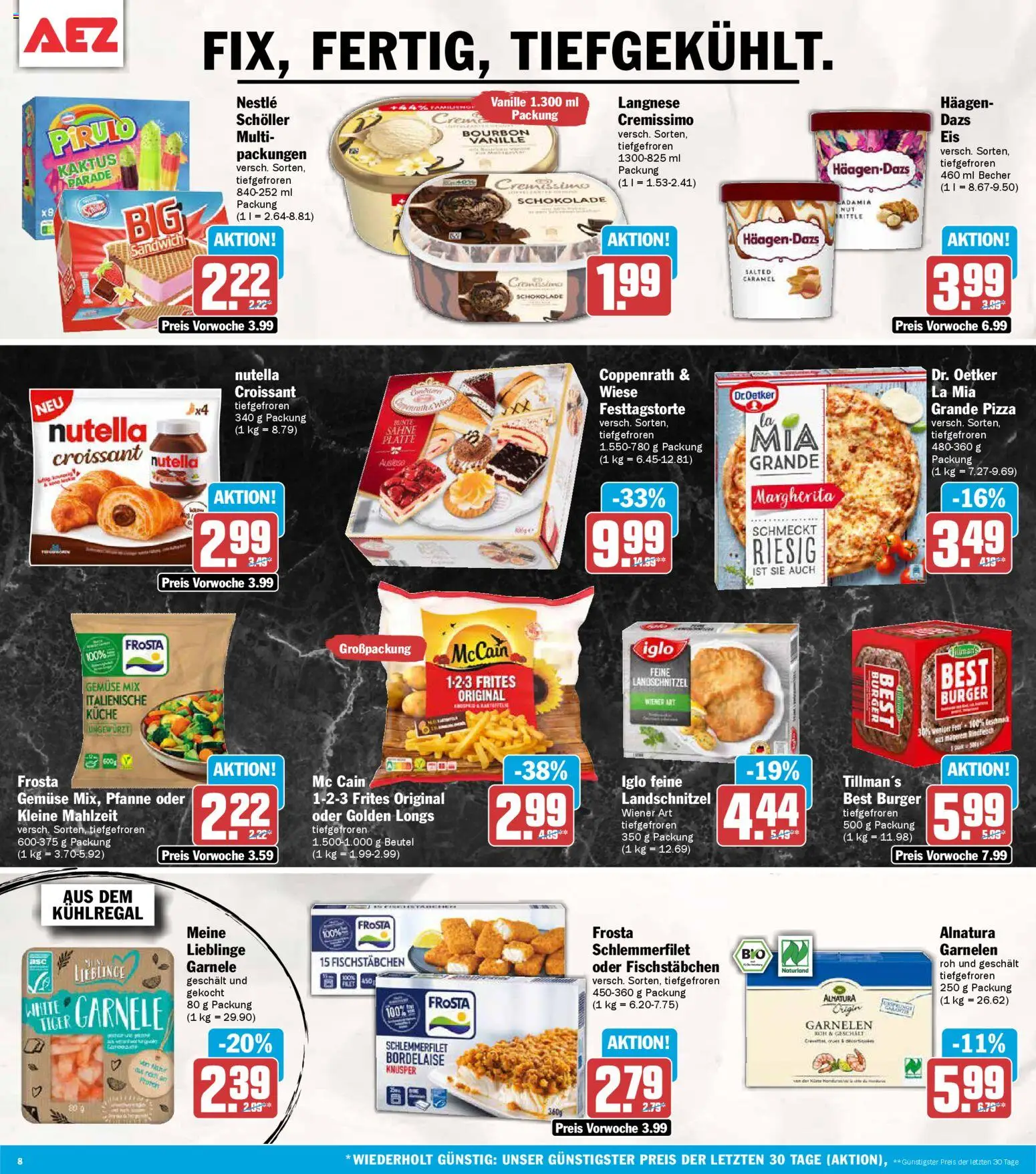 AEZ Prospekt 	 – gültig ab 04.05.2026 | Seite: 8 | Produkte: Cremissimo, Burger, Garnelen, Gemüse