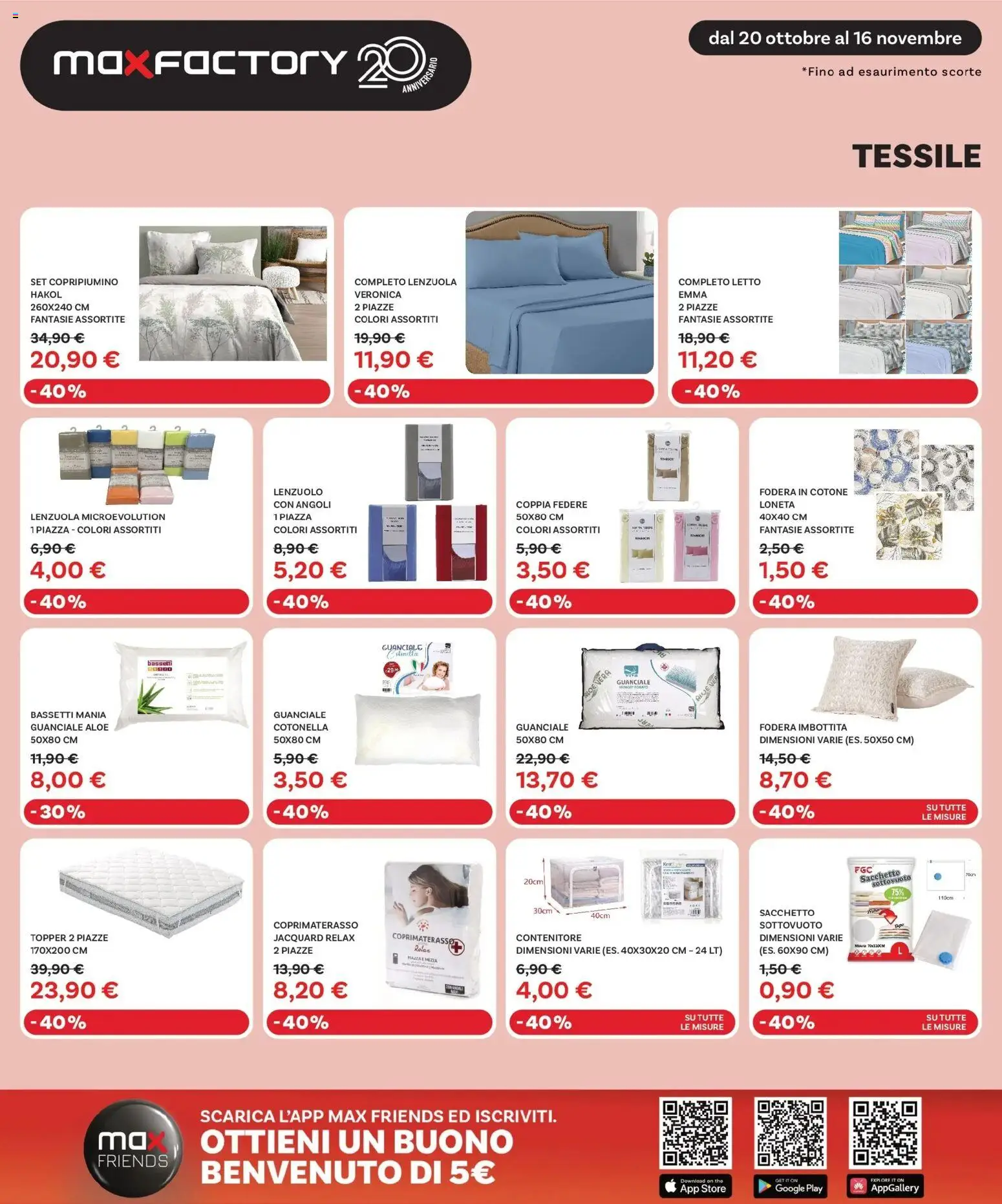 Volantino Max Factory del 20.10.2025 | Pagina: 19 | Prodotti: Copripiumino, The, Letto, Lenzuola