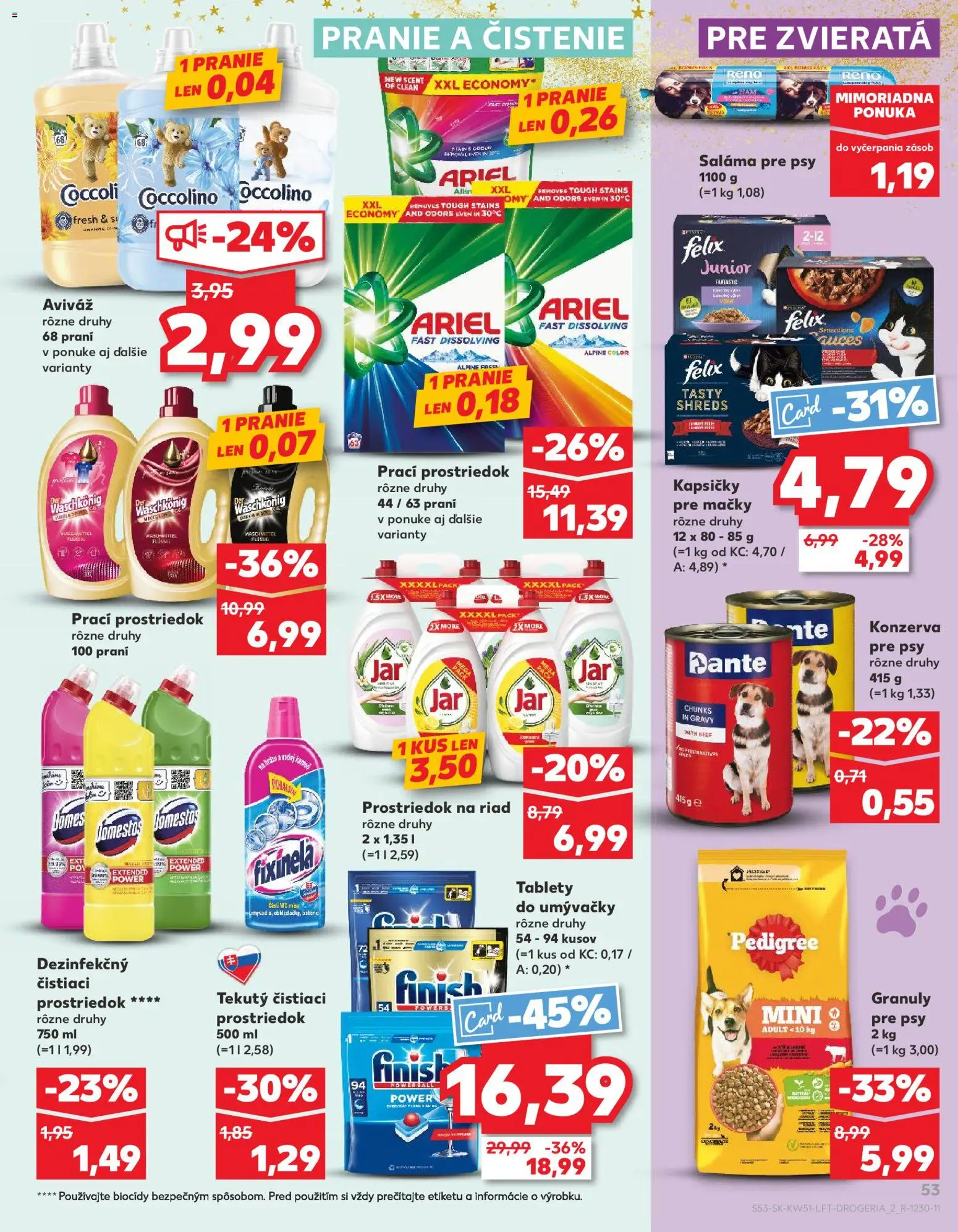 Nové Kaufland akcie – leták je platný od 18.12.2025 | Strana: 53 | Produkty: Felix, Aviváž, Čistiaci prostriedok, Domestos