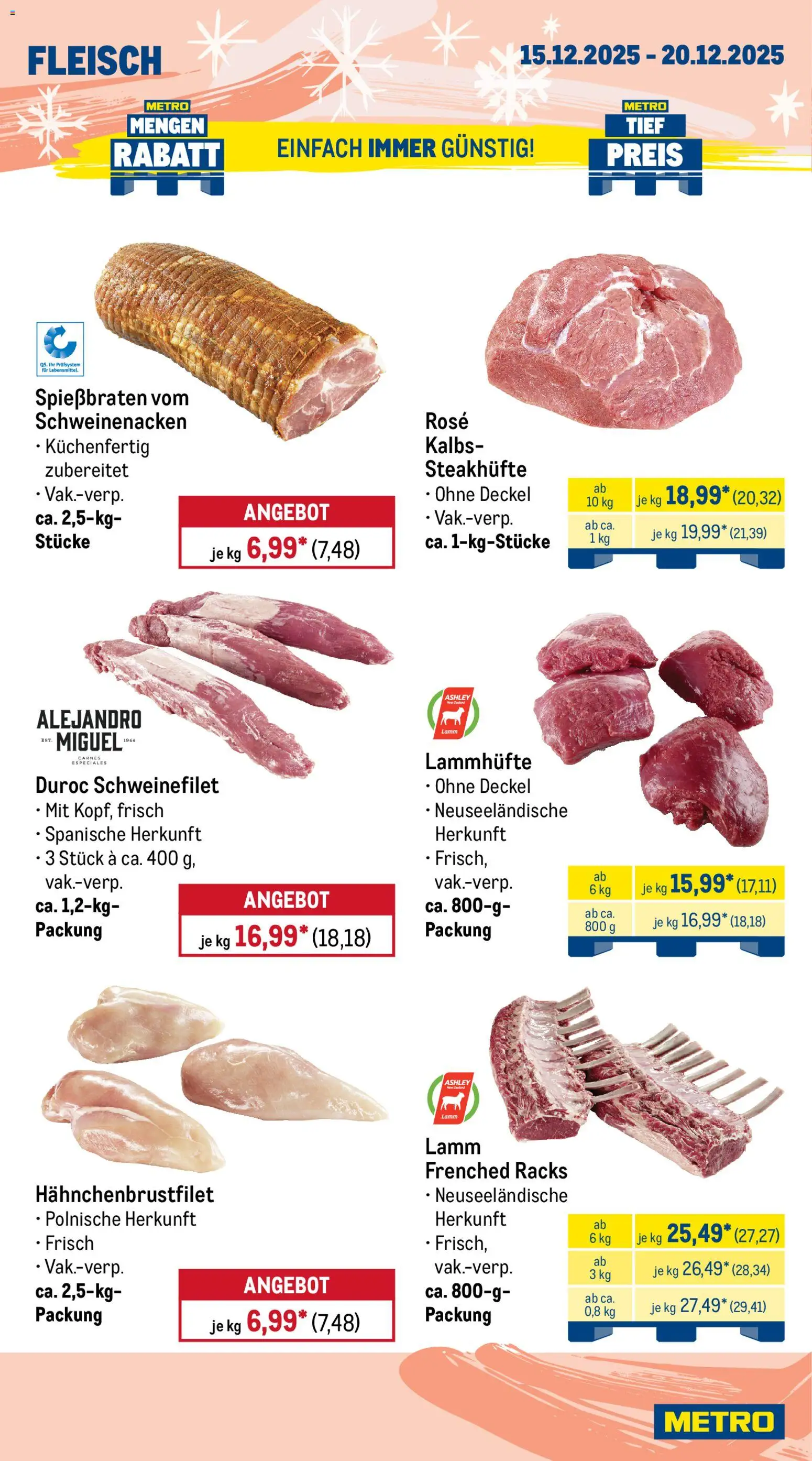 Metro Prospekt 	 – gültig ab 15.12.2025 | Seite: 4 | Produkte: Schweinenacken, Schweinefilet, Fleisch