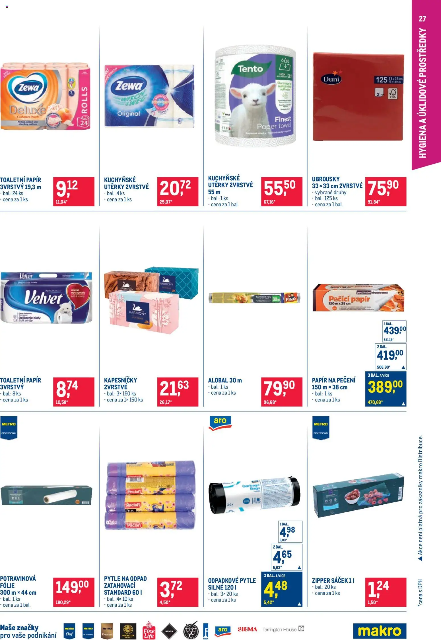 Makro leták - Pro milovníky jídla od 22.10.2025 | Strana: 27 | Produkty: Fólie, Toaletní papír, Zewa, Sáček