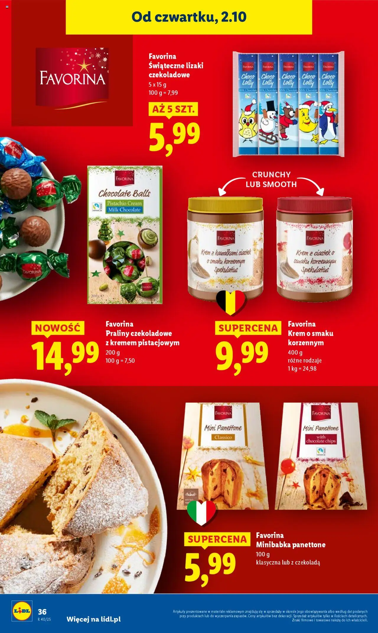 Lidl Gazetka od 02.10.2025 | Strona: 40 | Produkty: Praliny, Lizaki, Czekolada, Krem