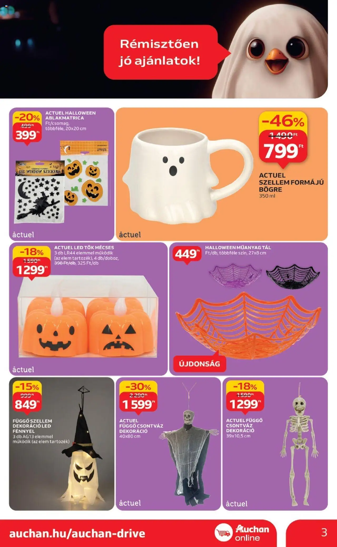 Auchan akciós ujság - amely érvényes a következő dátumtól: 02.10.2025 | Oldal: 3 | Termékek: Tök, Bögre, Mécses, Dekoráció