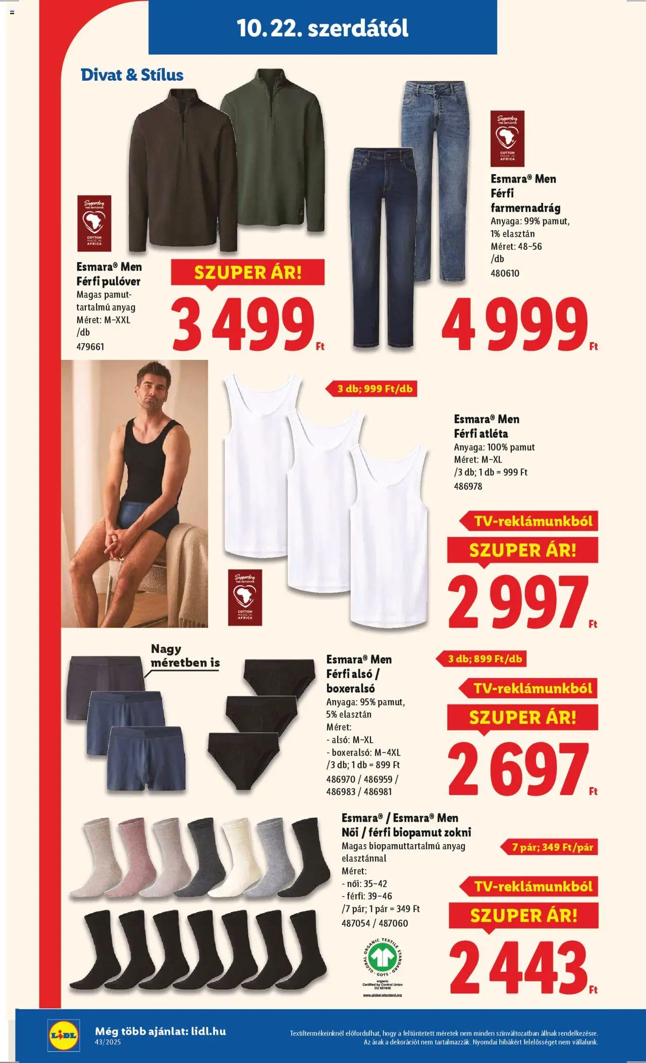 Lidl akciós ujság - amely érvényes a következő dátumtól: 22.10.2025 | Oldal: 30 | Termékek: Atléta, Farmernadrág, Pulóver, Zokni