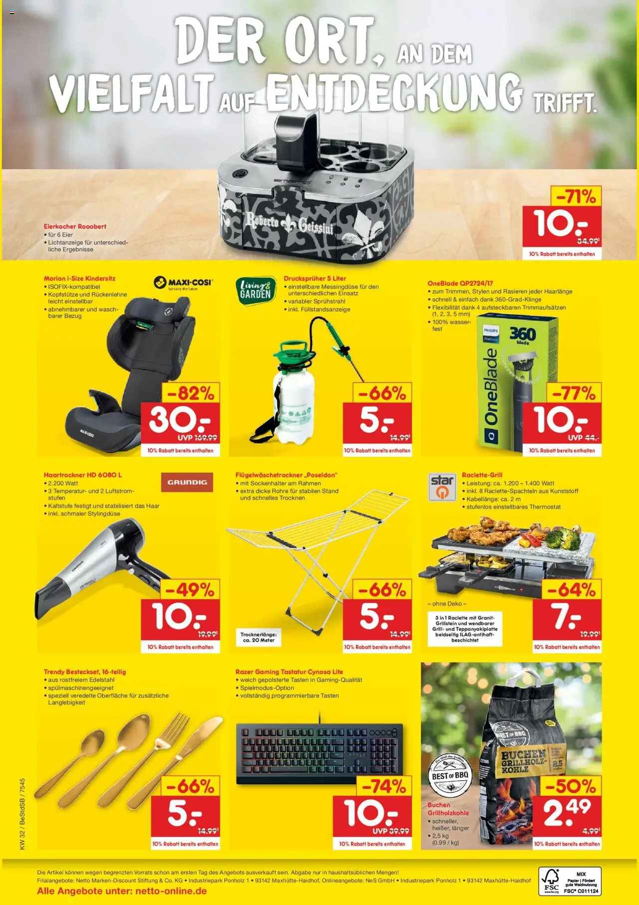 Netto Marken-Discount Wiedereröffnung Berlin-Mitte, Schillingstraße - gültig ab dem 05.08.2025 | Seite: 4 | Produkte: Grill, Haartrockner, Raclette, Tastatur