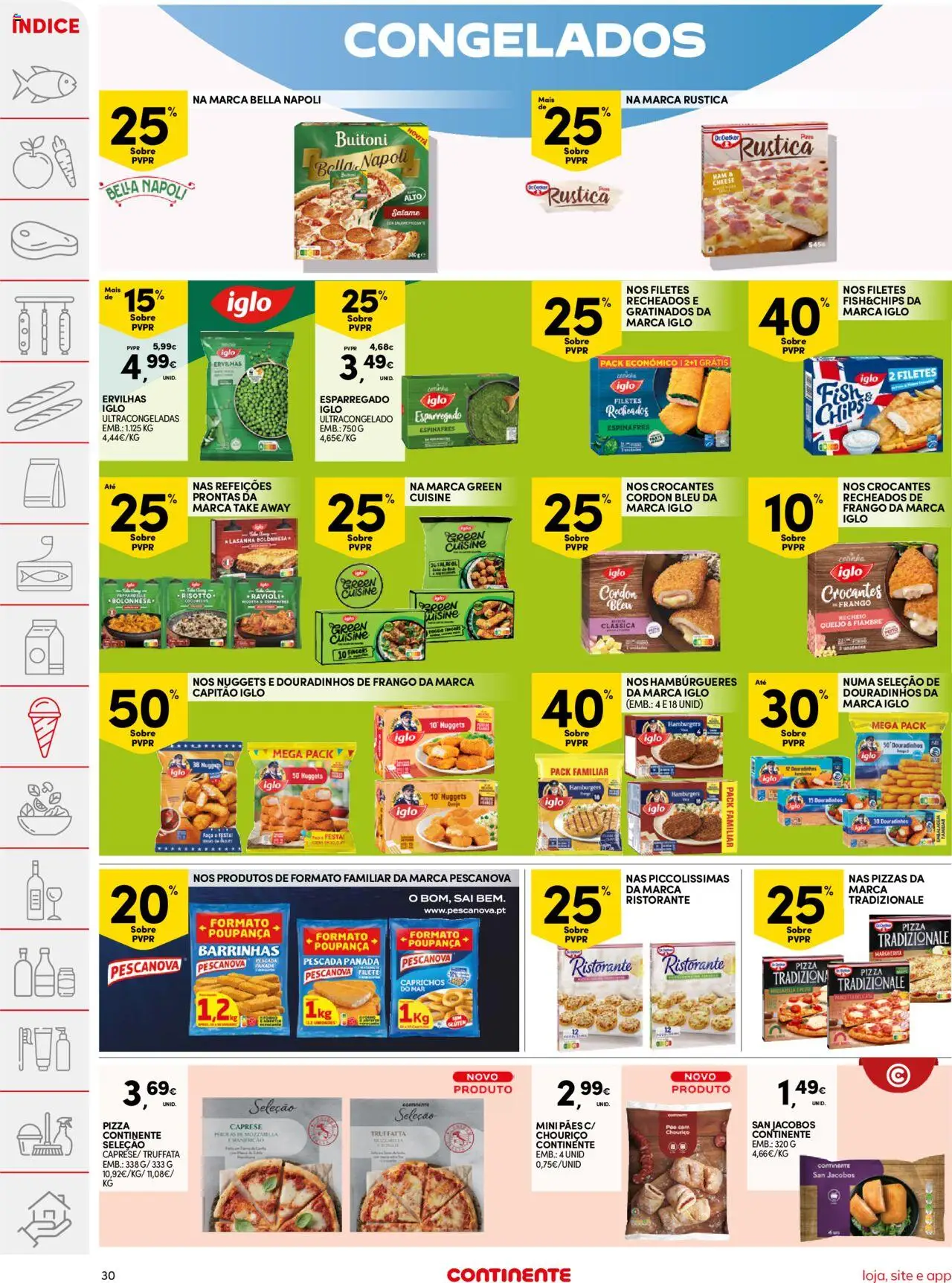 Continente folheto │ válido de 12.08.2025 | Página: 30 | Produtos: Frango, Queijo, Pizza, Chouriço