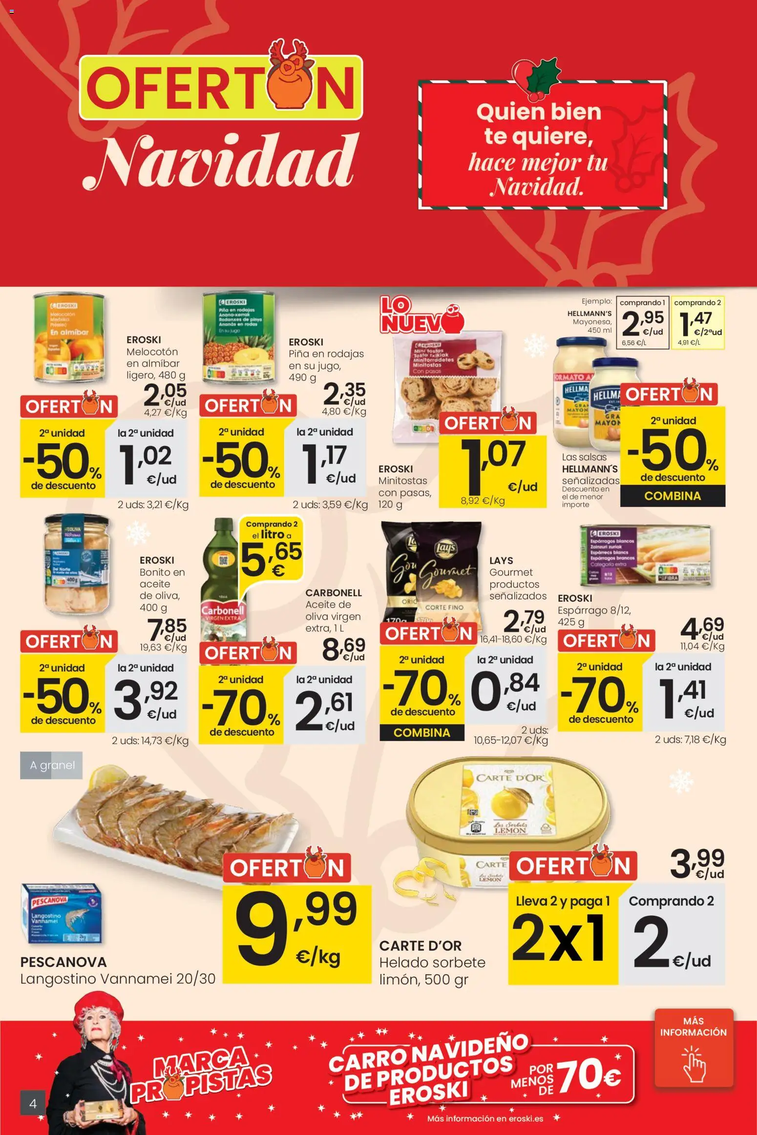 Eroski - Navidad │ válido desde el 18.12.2025 | Página: 4 | Productos: Aceite, Té, Helado, Langostino