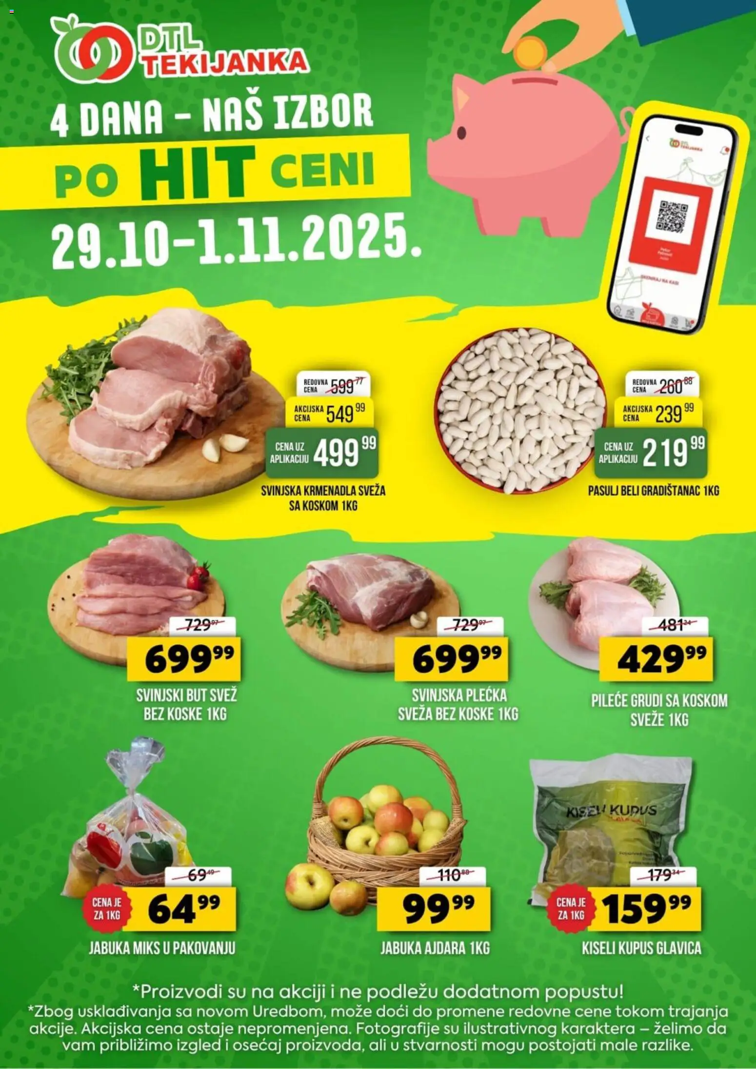 Tekijanka katalog - važi od 29.10.2025 | Strana: 1 | Proizvode: Pasulj, Kiseli kupus, Svinjska krmenadla, Svinjski but