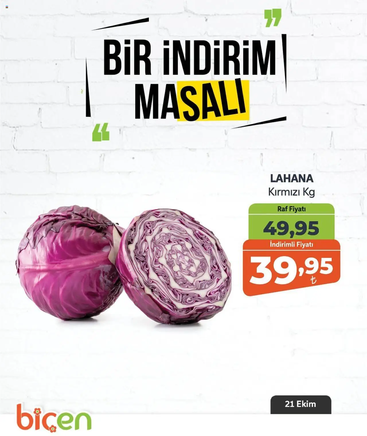 Biçen Market Bir İndirim MaSalı - 21.10.2025 tarihinden itibaren geçerlidir | Sayfa: 3 | Ürünler: Raf, Lahana