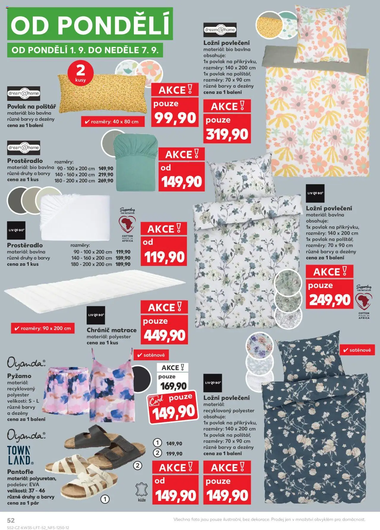 Kaufland leták - Brno od 27.08.2025 | Strana: 52 | Produkty: Pantofle, Chránič matrace, Povlečení, Matrace