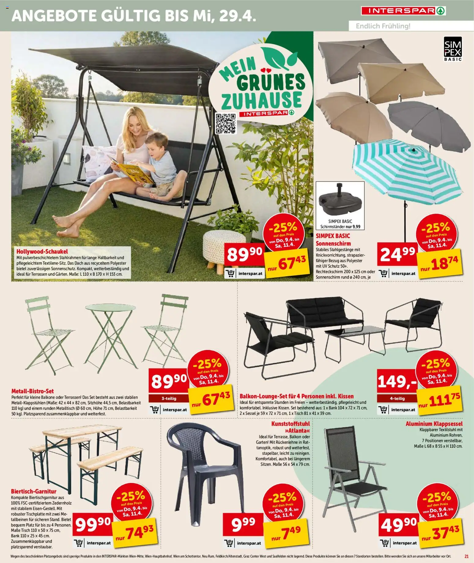 Interspar Flugblatt - Niederösterreich gültig ab 09.04.2026 | Seite: 21 | Produkte: Kissen, Sessel, Tisch