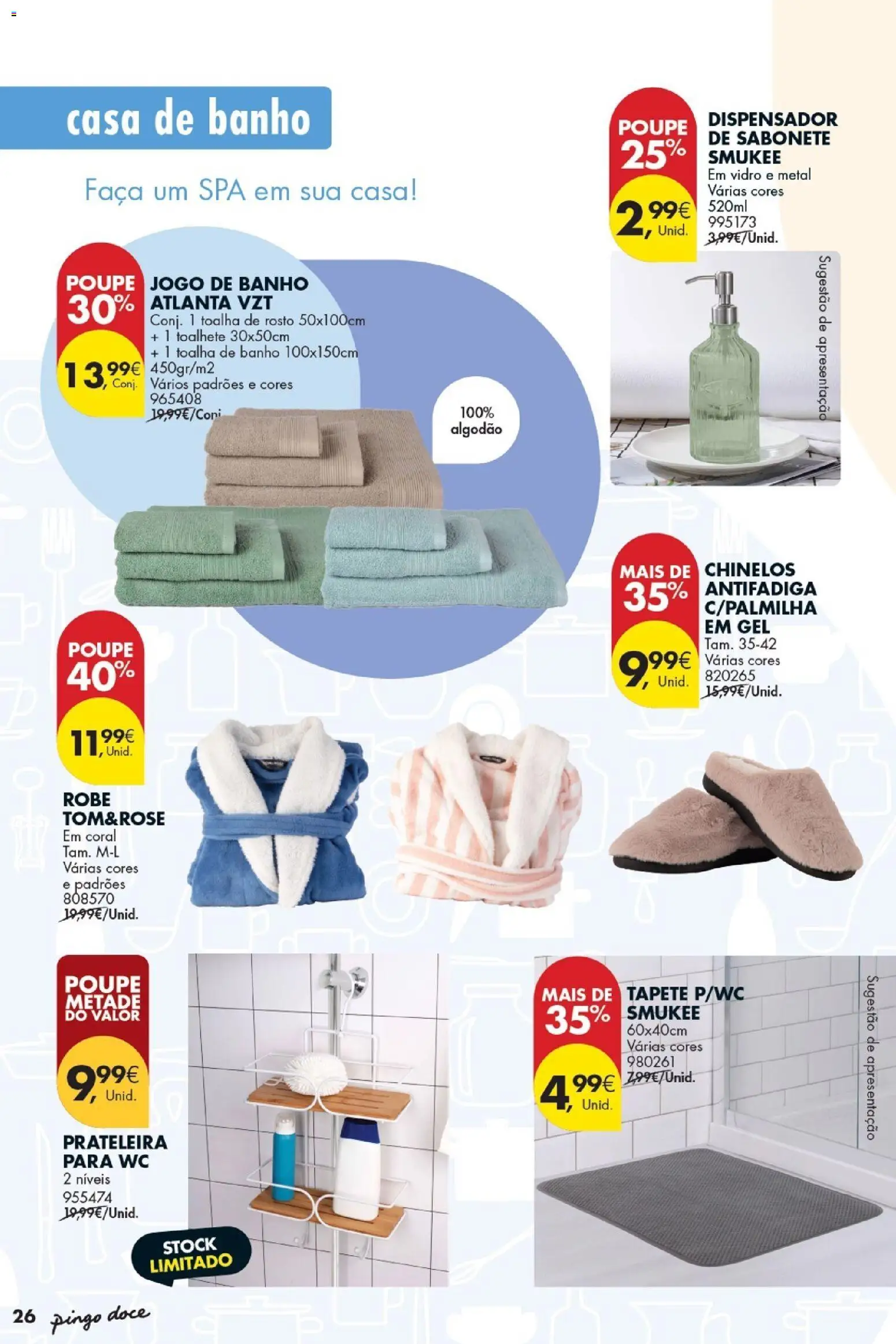 Pingo Doce - Bazar Casa Equipada │ válido de 03.02.2026 | Página: 26 | Produtos: Robe, Sabonete, Banho, Tapete