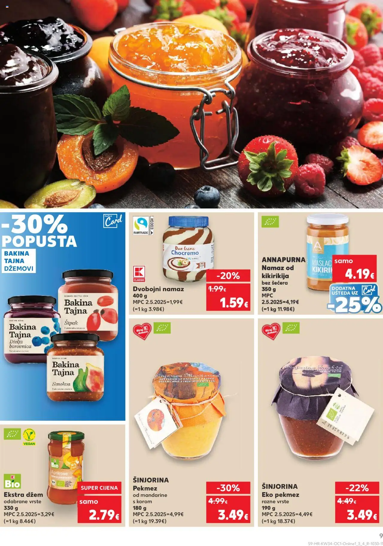 Kaufland katalog | vrijedi od 20.08.2025 | Stranica: 9 | Proizvodi: Pekmez, Mandarine, Džem, Borovnica