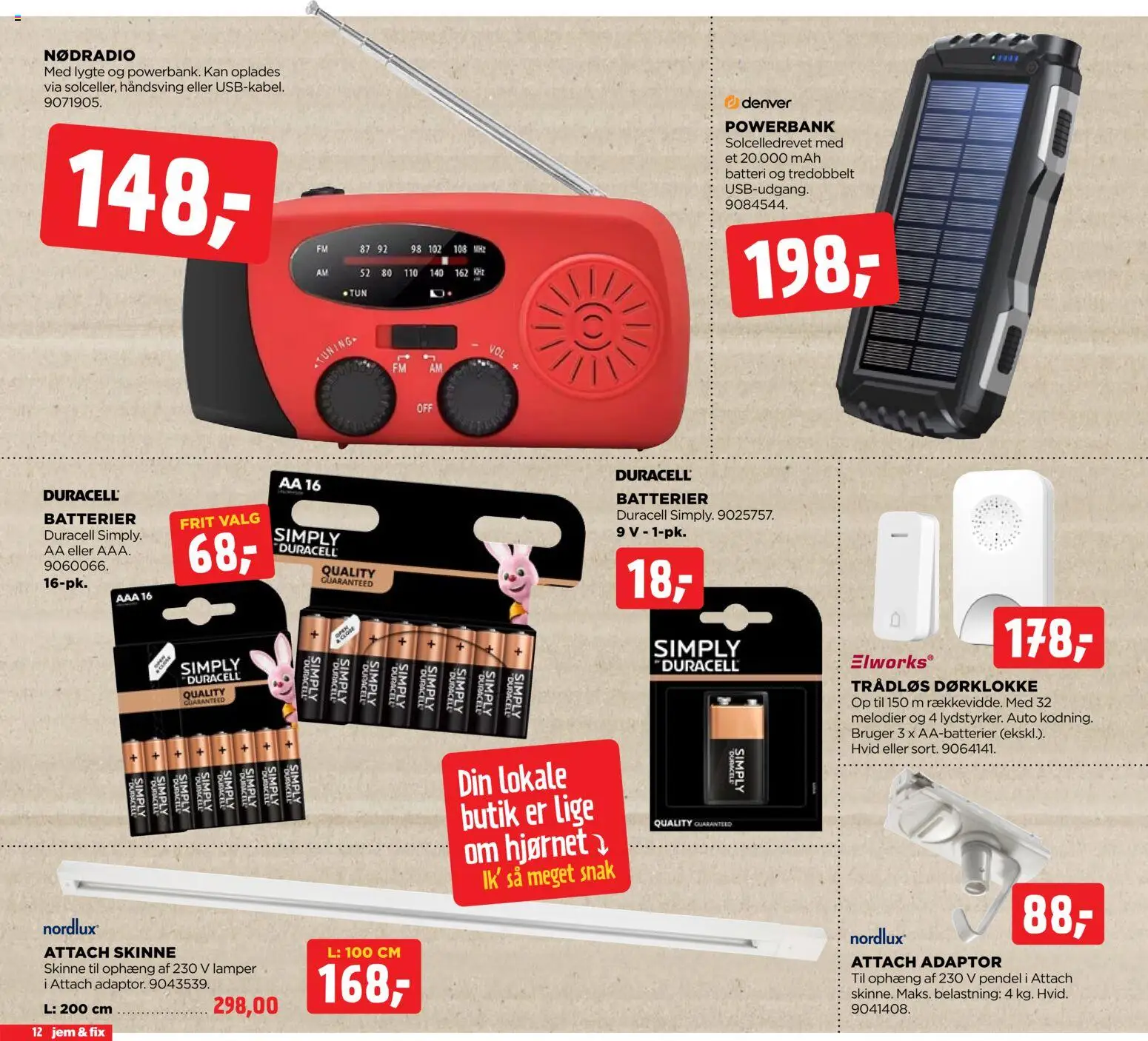 Jem & fix tilbudsavis – gyldig fra 22.02.2026 | Side: 12 | Produkter: Powerbank, Batterier, Tun, Batteri