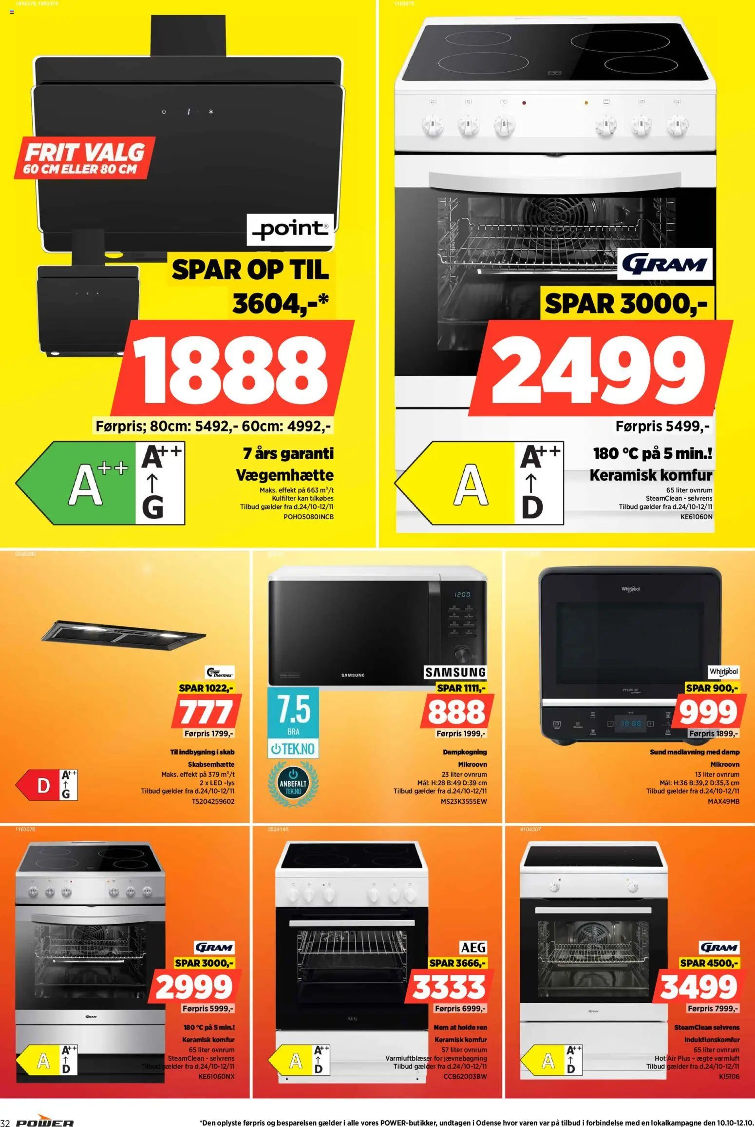 Power tilbudsavis – gyldig fra 24.10.2025 | Side: 32 | Produkter: Komfur, Skab