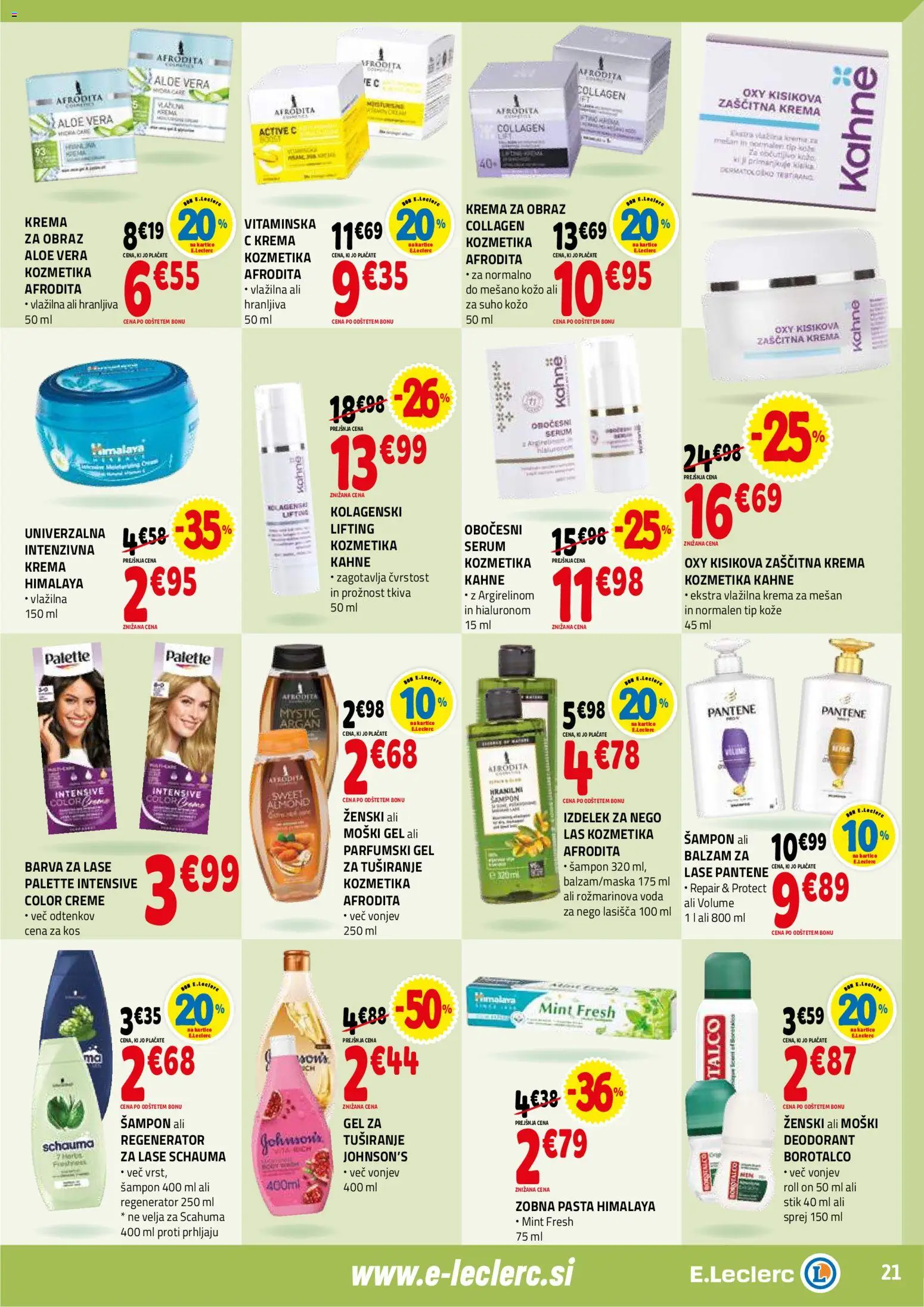 Novi E.leclerc katalog ponudbe – veljaven od 14.01.2026 | Stran: 21 | Izdelki: Kos, Barva za lase, Barva, Voda