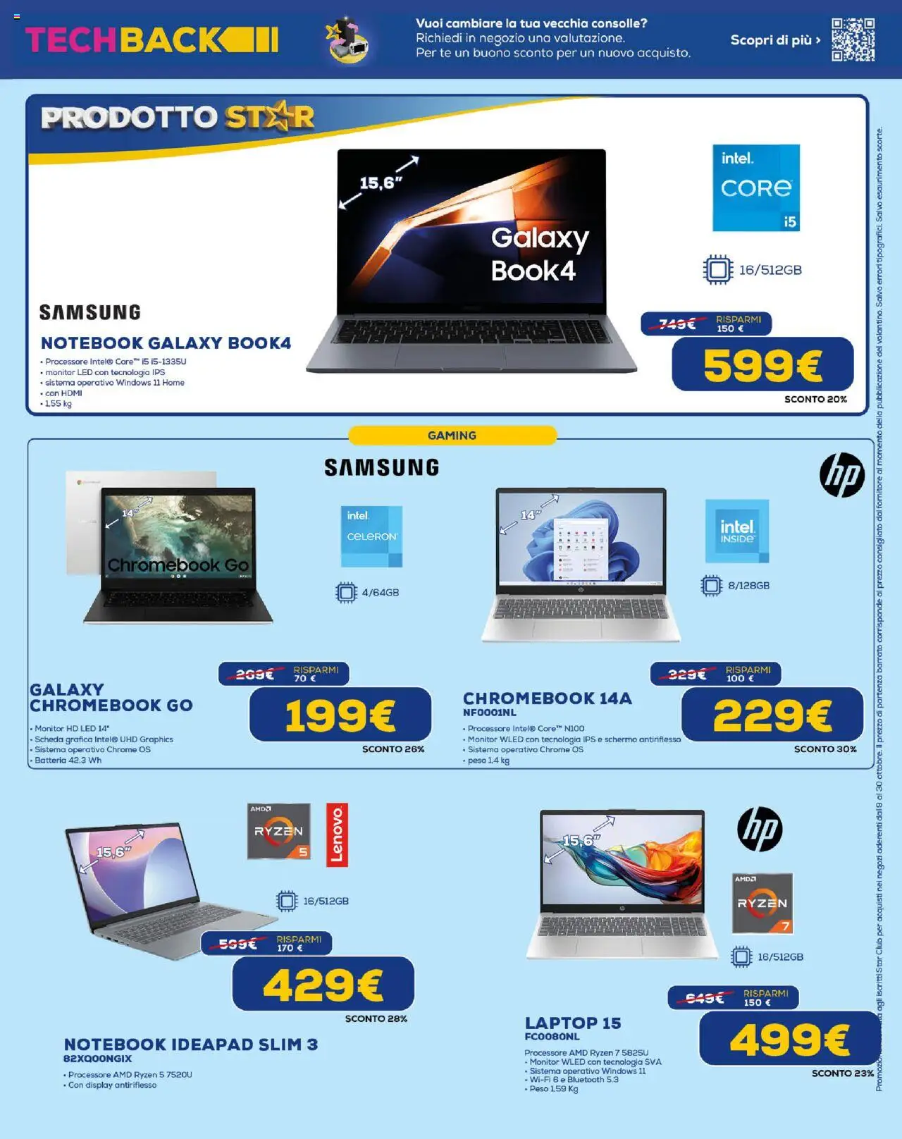 Volantino Euronics del 09.10.2025 | Pagina: 11 | Prodotti: Schermo, Monitor, Tè, Laptop