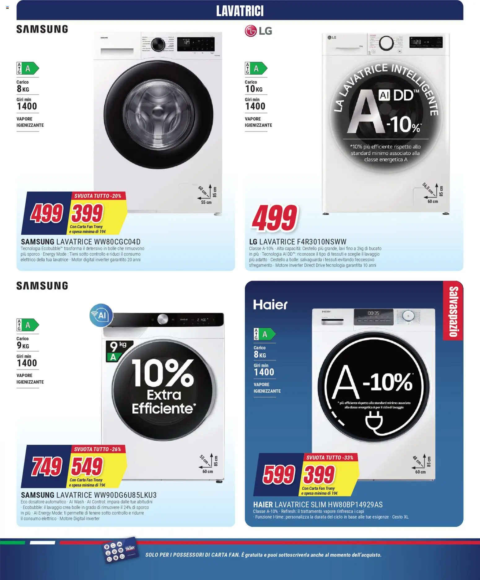 Volantino Trony del 15.01.2026 | Pagina: 21 | Prodotti: Lavatrice, Fan, Samsung