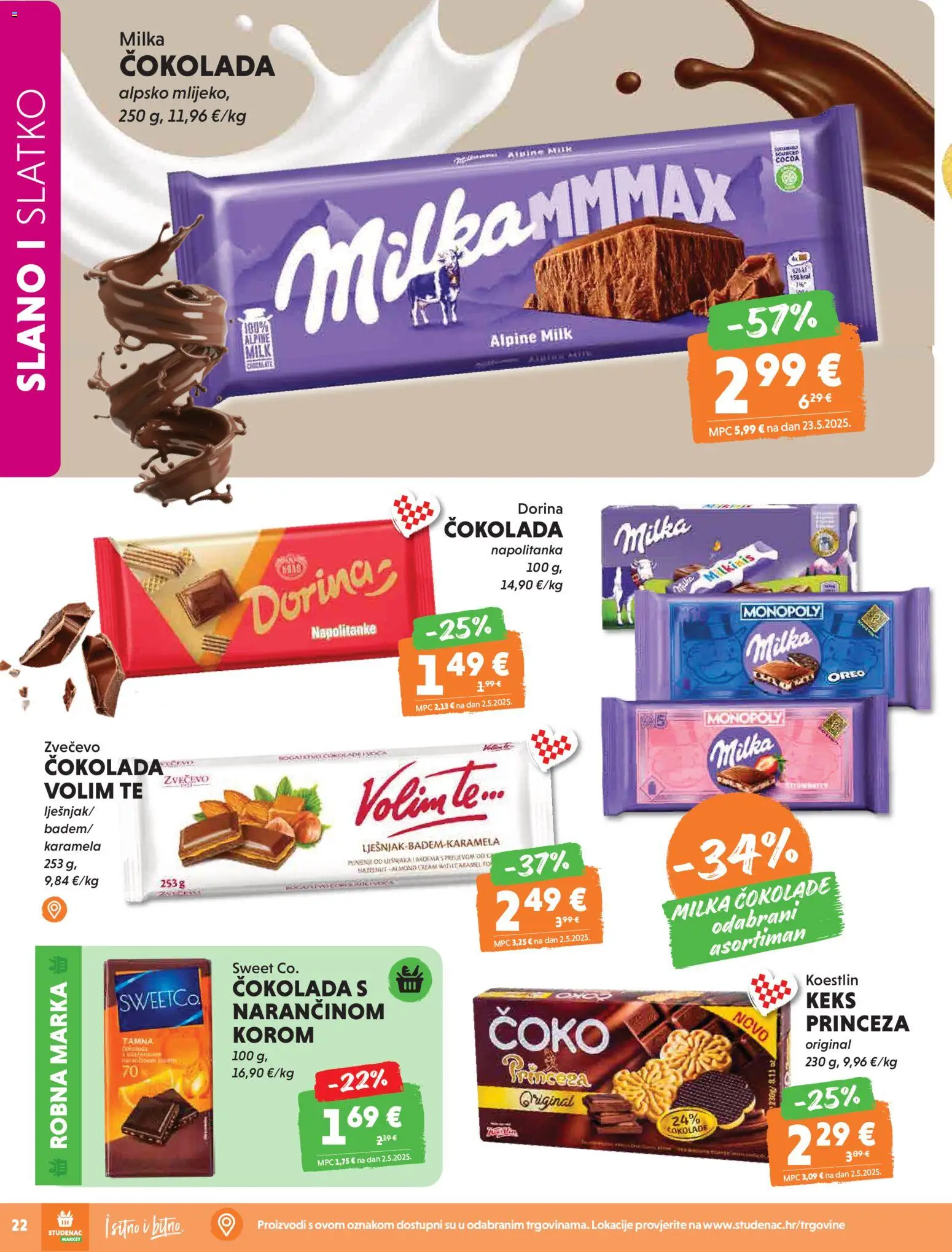Studenac katalog | vrijedi od 15.04.2026 | Stranica: 22 | Proizvodi: Čokolada, Keks, Milka, Karamela