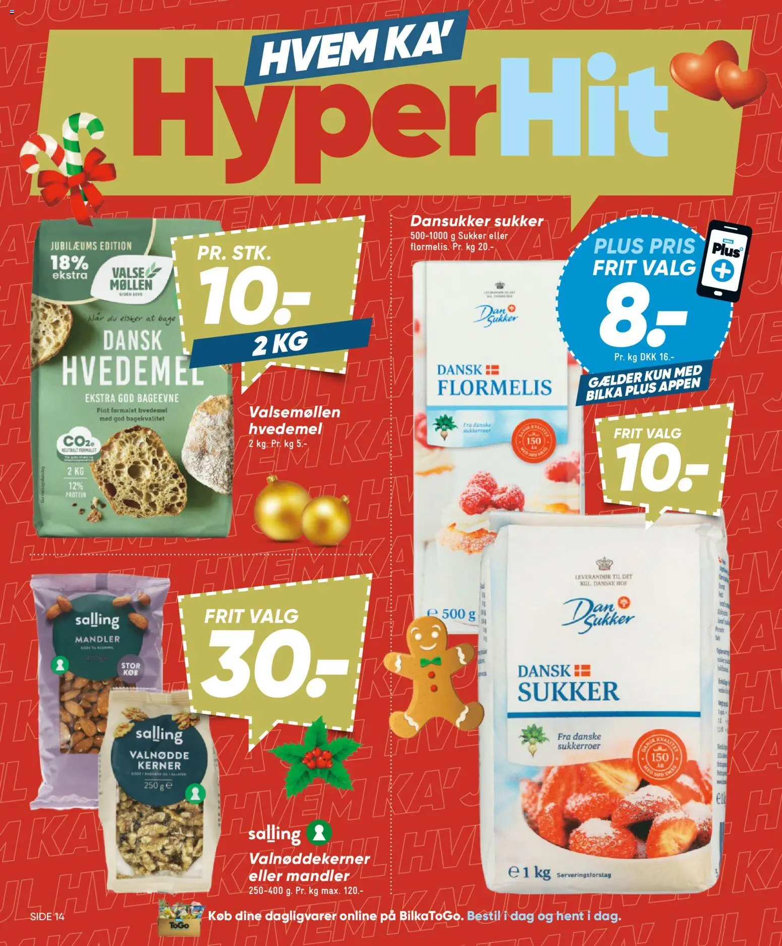 Bilka tilbudsavis – gyldig fra 12.12.2025 | Side: 14 | Produkter: Hvedemel, Mandler, Flormelis, Sukker