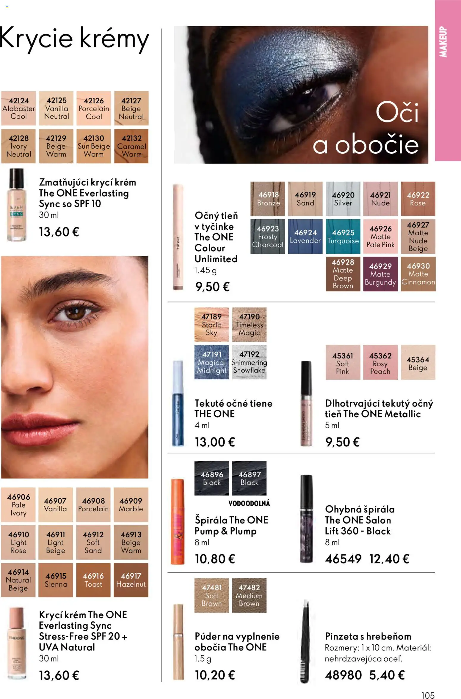 Nové Oriflame akcie – leták je platný od 25.03.2026 | Strana: 105 | Produkty: Púder, Očné tiene, Krém