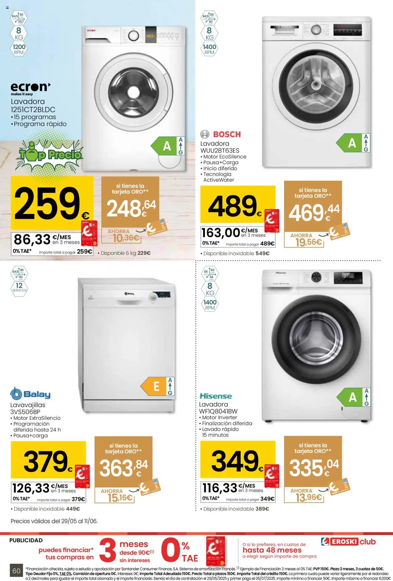Eroski folleto │ válido desde el 29.05.2025 | Página: 60 | Productos: Lavadora, Lavavajillas