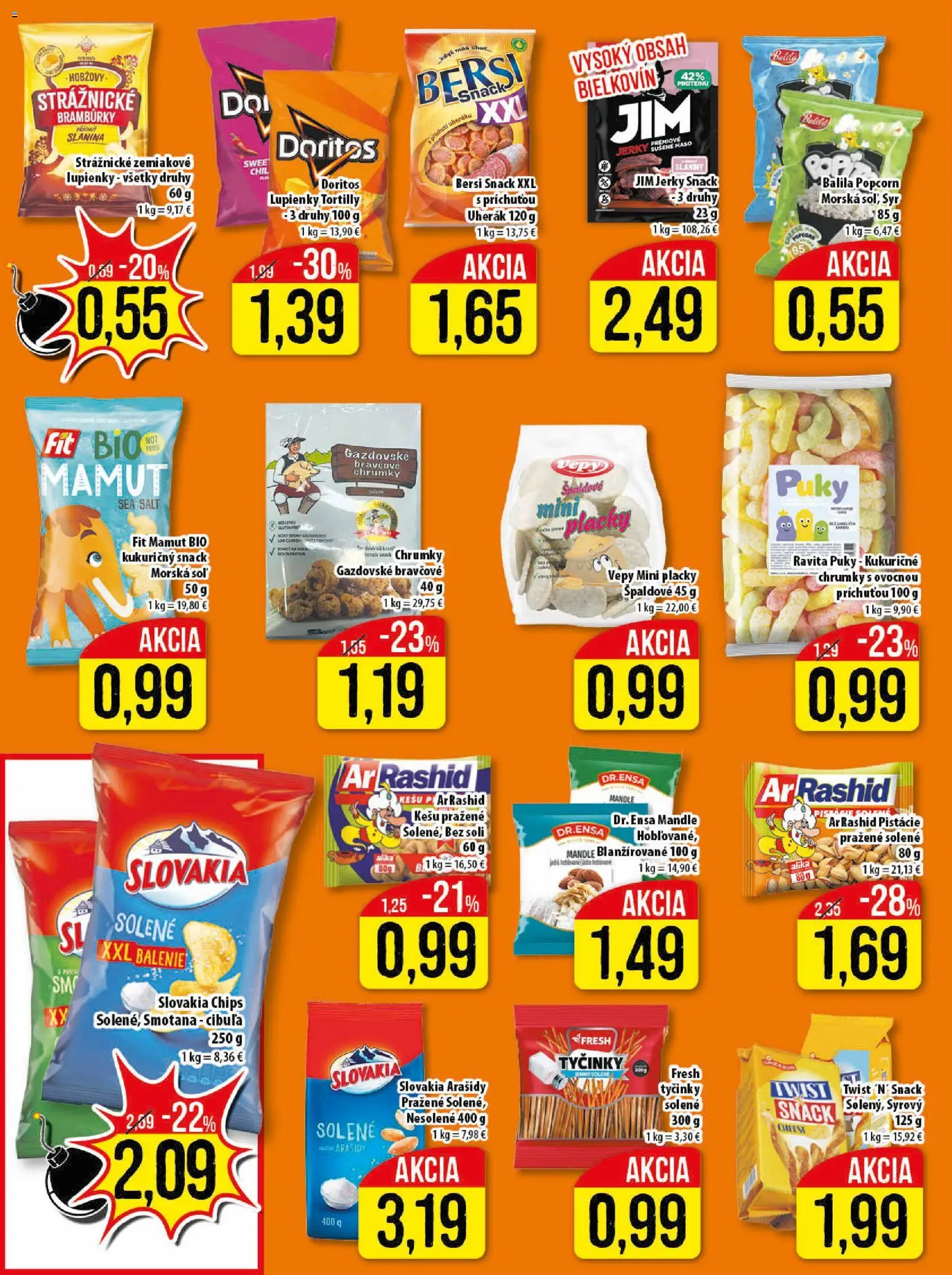 Nové Klas akcie – leták je platný od 23.03.2026 | Strana: 15 | Produkty: Slanina, Arašidy, Pistácie, Mandle