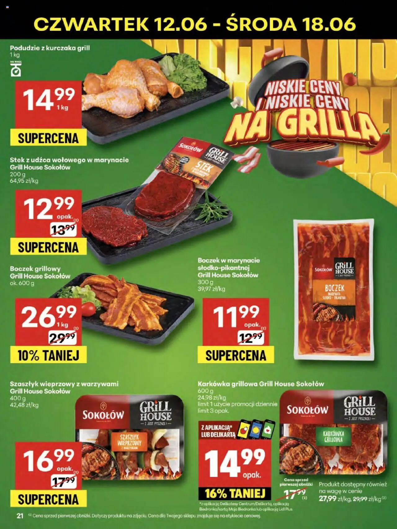 Delikatesy Centrum Gazetka - Sklepy Własne od 12.06.2025 | Strona: 21 | Produkty: Karkówka, Podudzie z kurczaka, Grill, Boczek