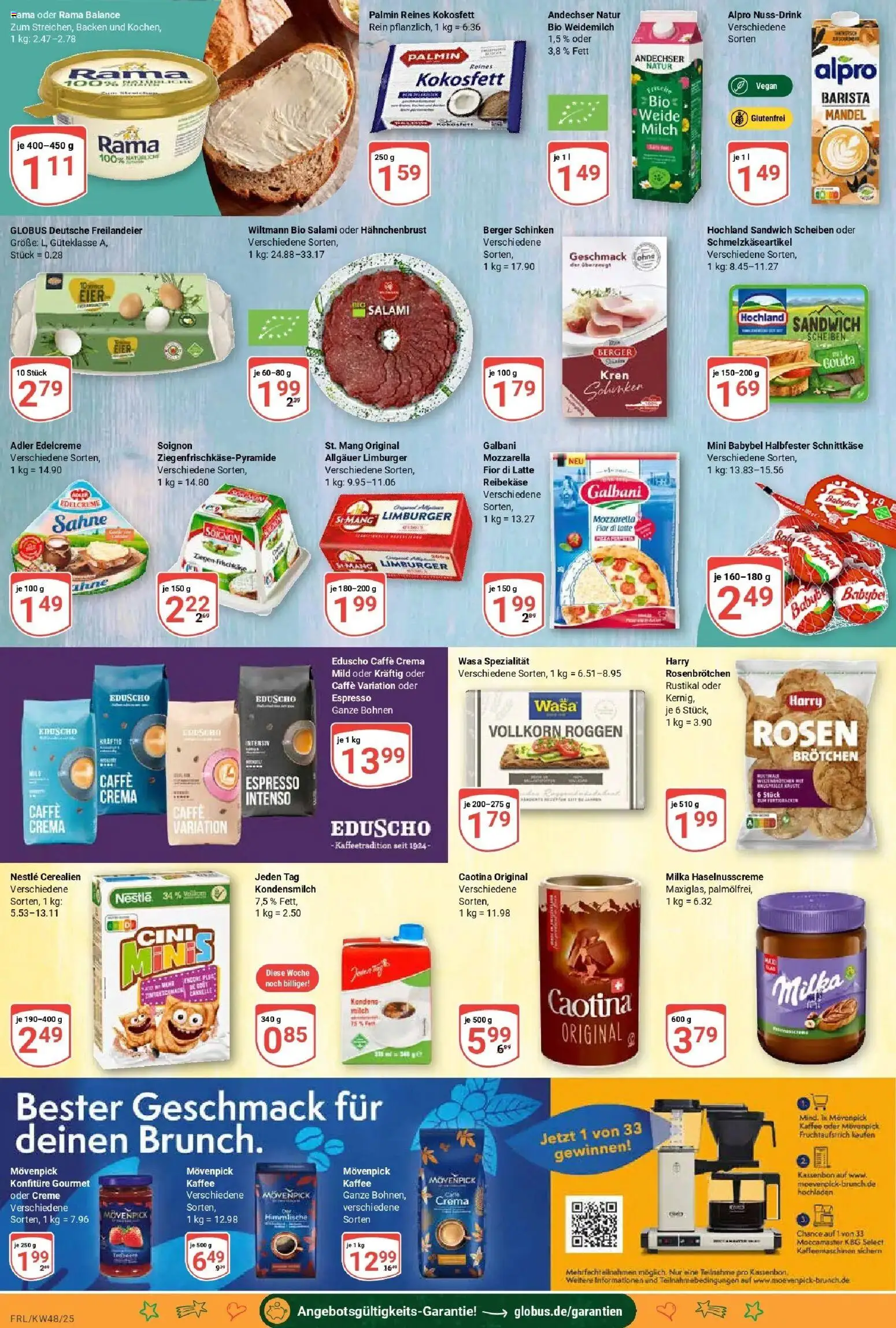 Globus prospekt Freilassing	 – gültig ab 23.11.2025 | Seite: 14 | Produkte: Rama, Eier, Babybel, Salami