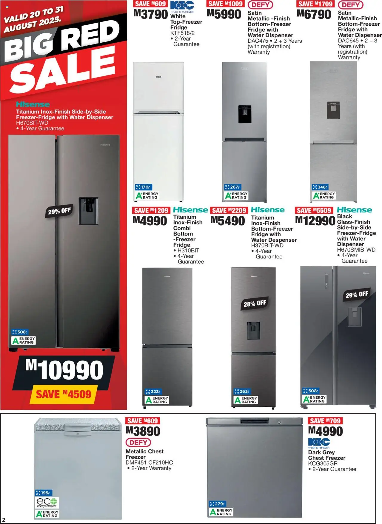 OK Furniture - Lesotho Specials │ valid from 20.08.2025 | Page: 2 | Products: Freezer, Fridge, Chest freezer, Water