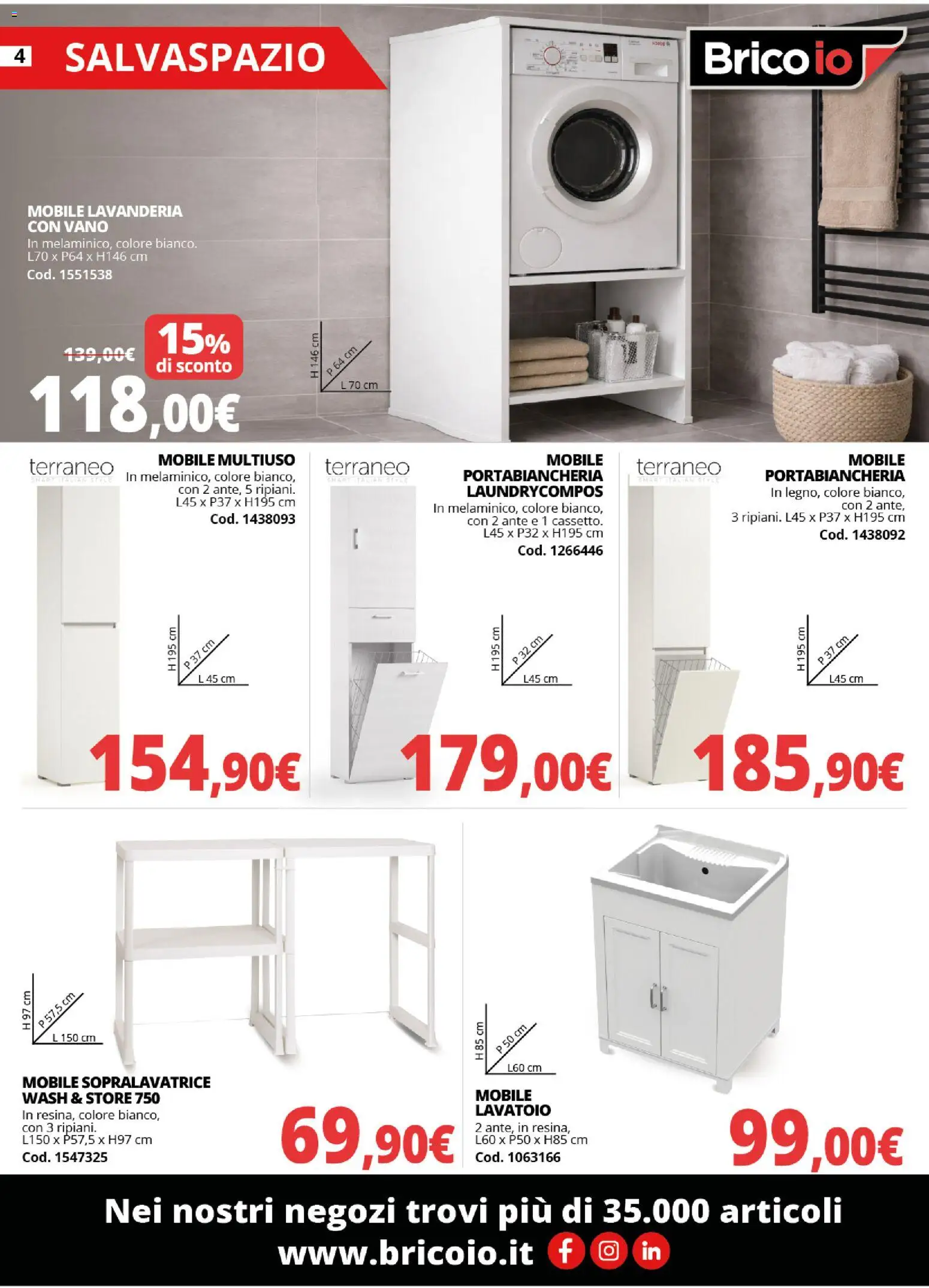 Volantino Brico io del 15.01.2026 | Pagina: 4 | Prodotti: Mobile, Portabiancheria